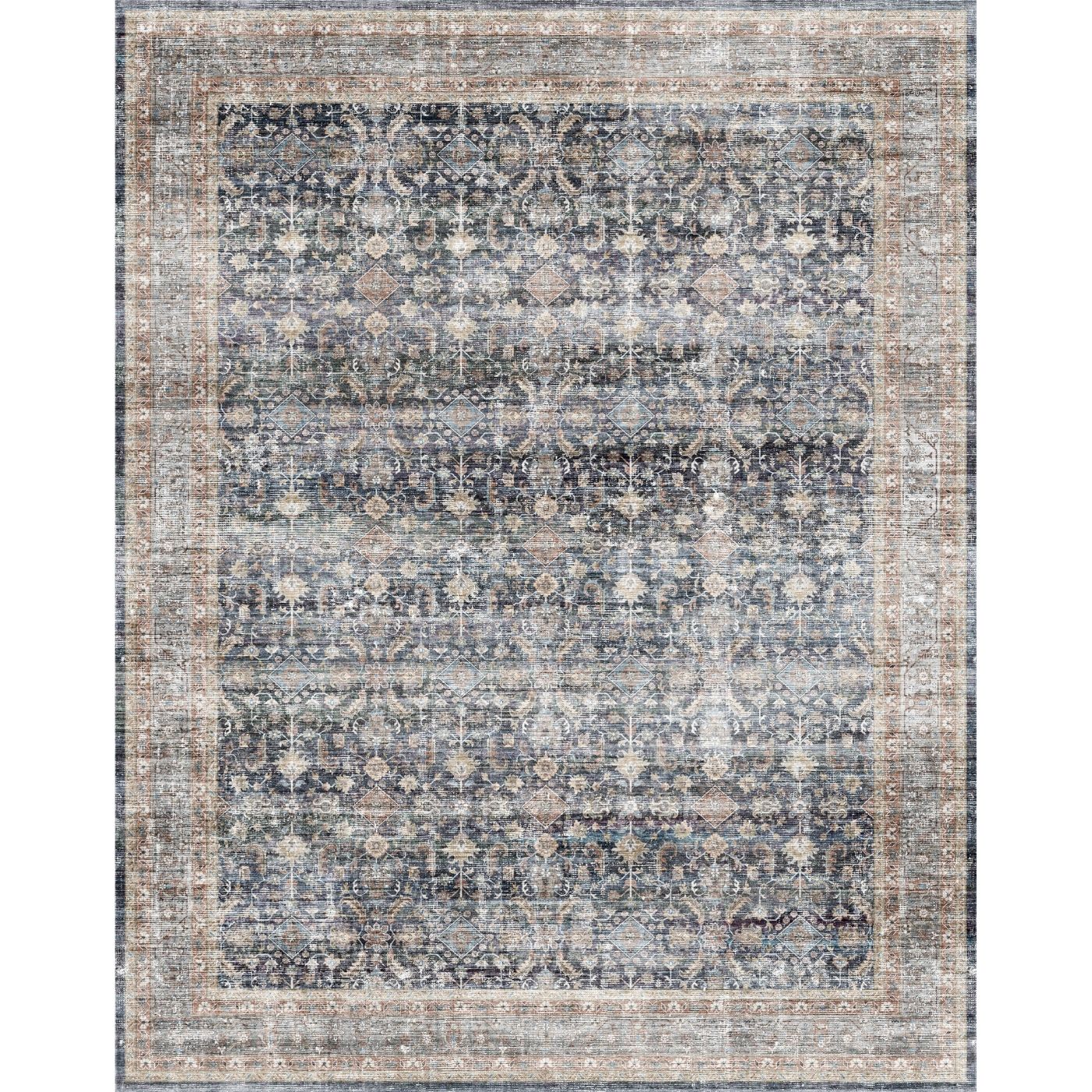 Tapis Davina – Bleu Marine Lagoon - Les Trouvailles de JustinerugsartiplantoMachine Washable8'x10'