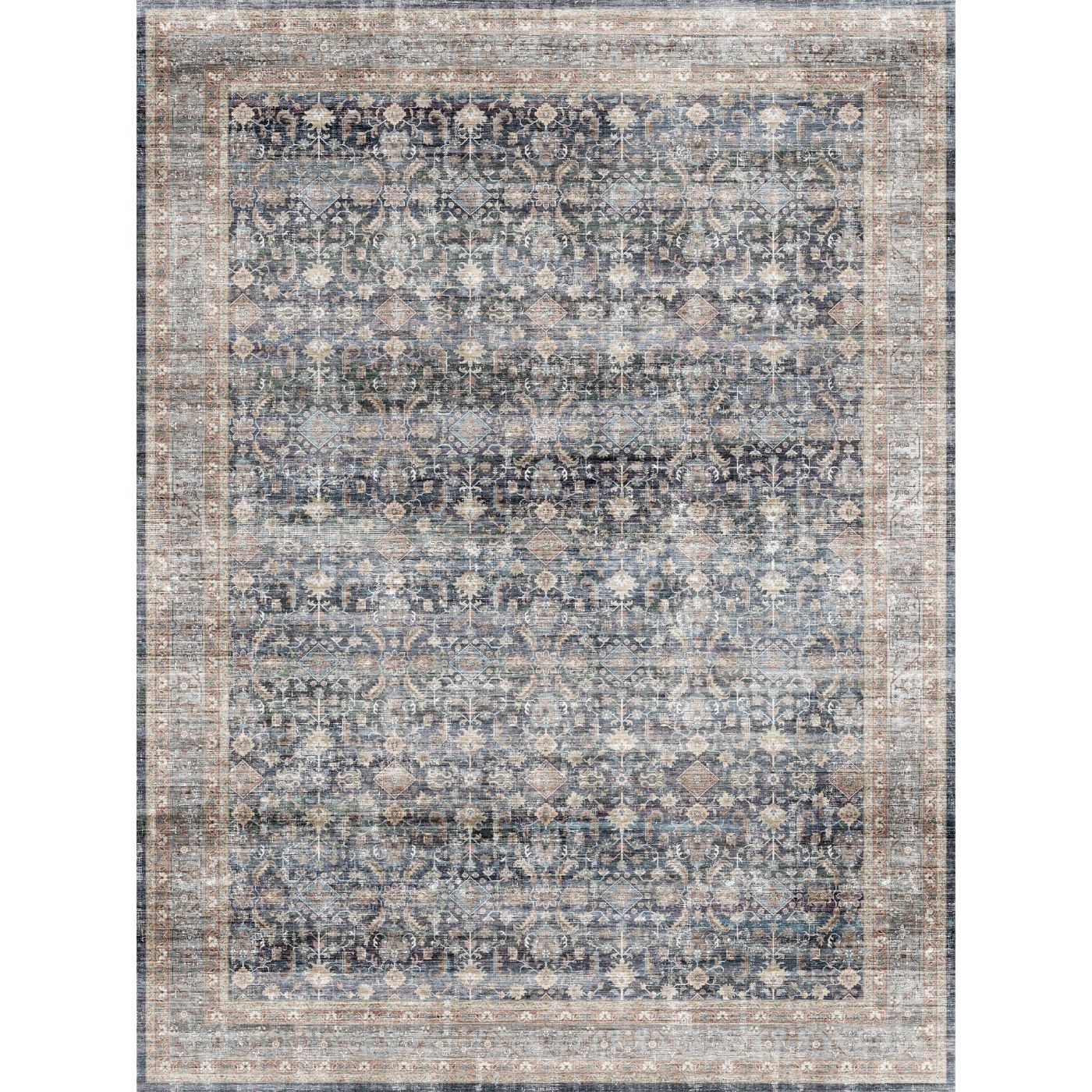 Tapis Davina – Bleu Marine Lagoon - Les Trouvailles de JustinerugsartiplantoMachine Washable9’x12’