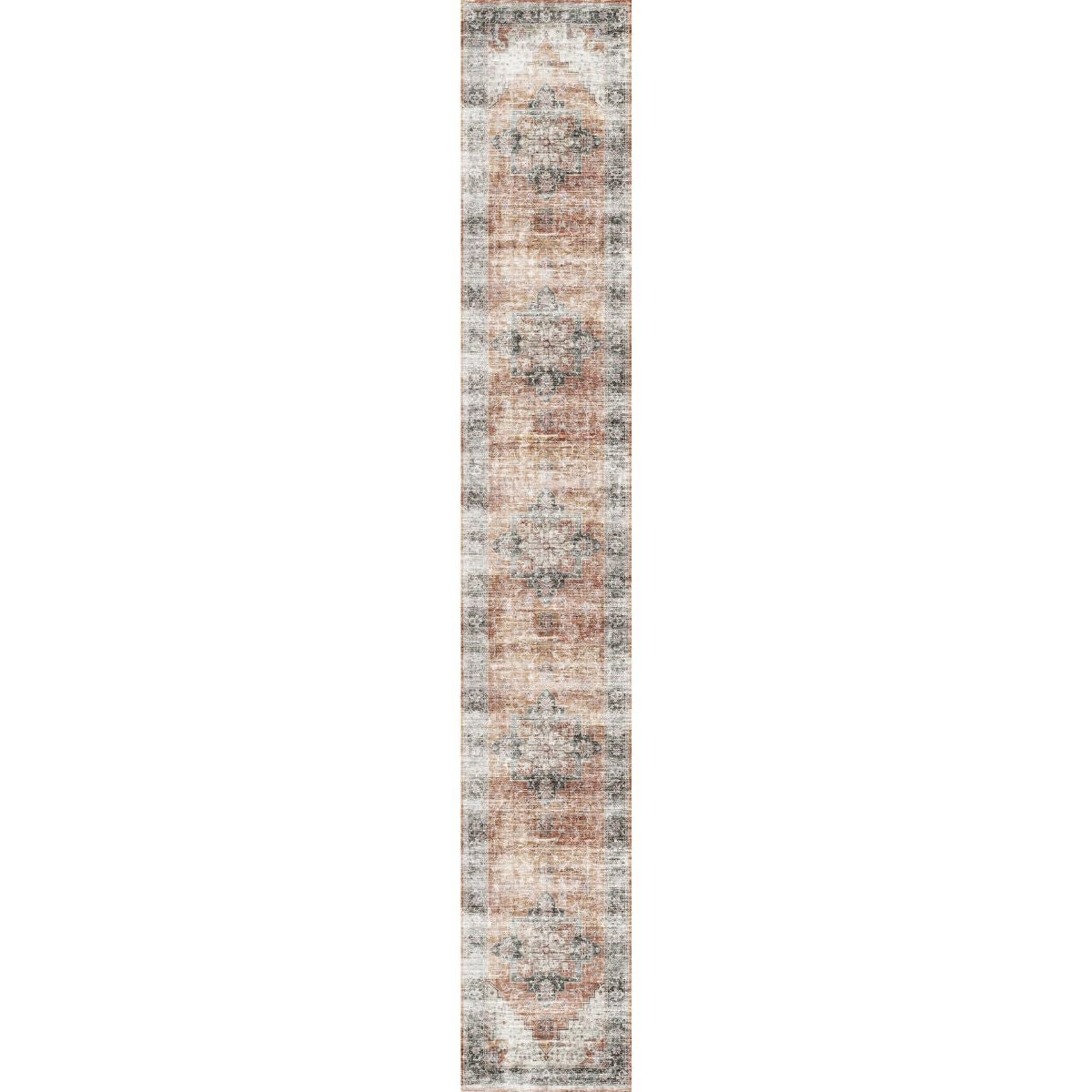Tapis Echo – Orange Brûlé, Noir & Rose - Les Trouvailles de JustinerugsartiplantoMachine Washable2.5’x16’