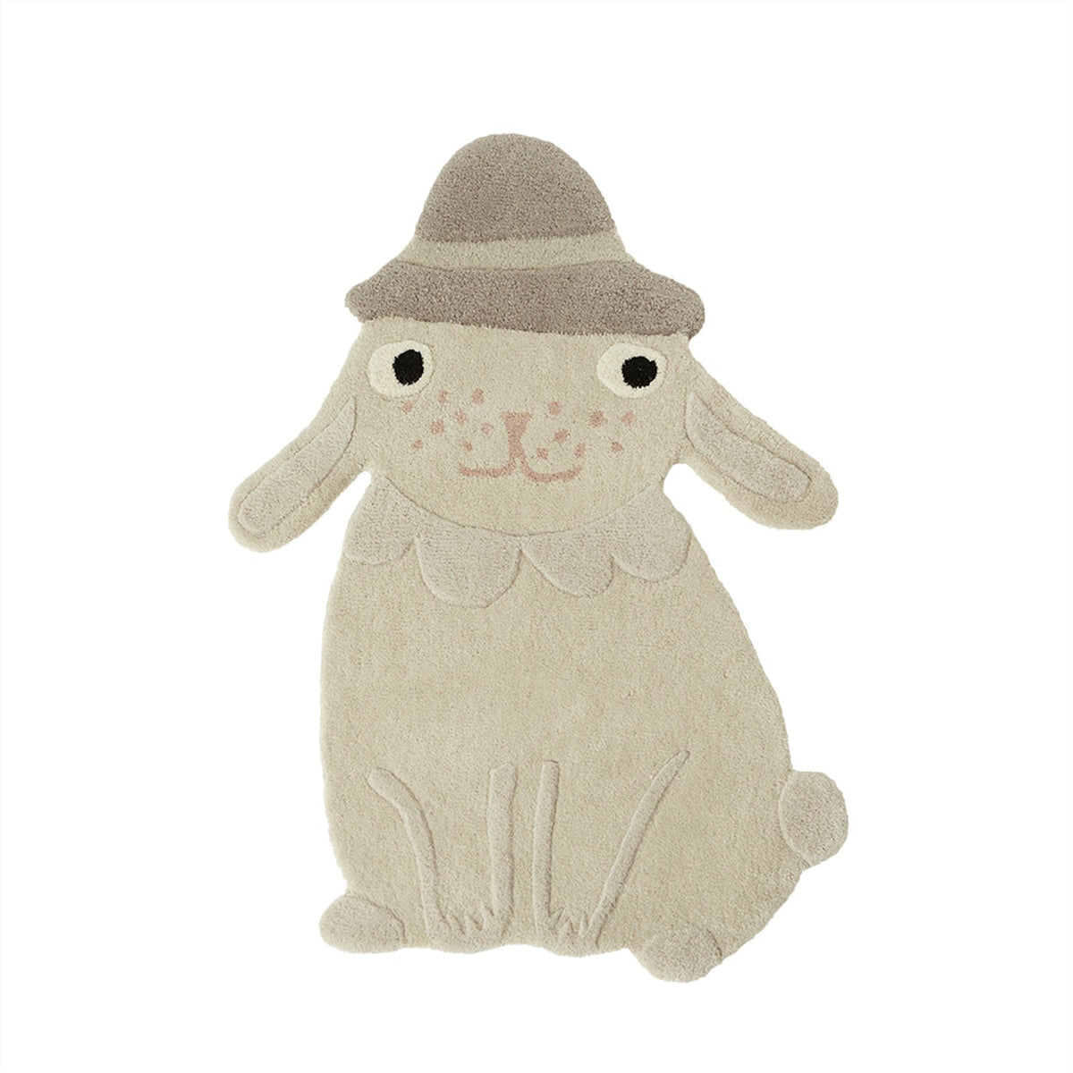 Tapis Hopsi Lapin offwhite en laine et coton avec effet 3D par OYOY MINI