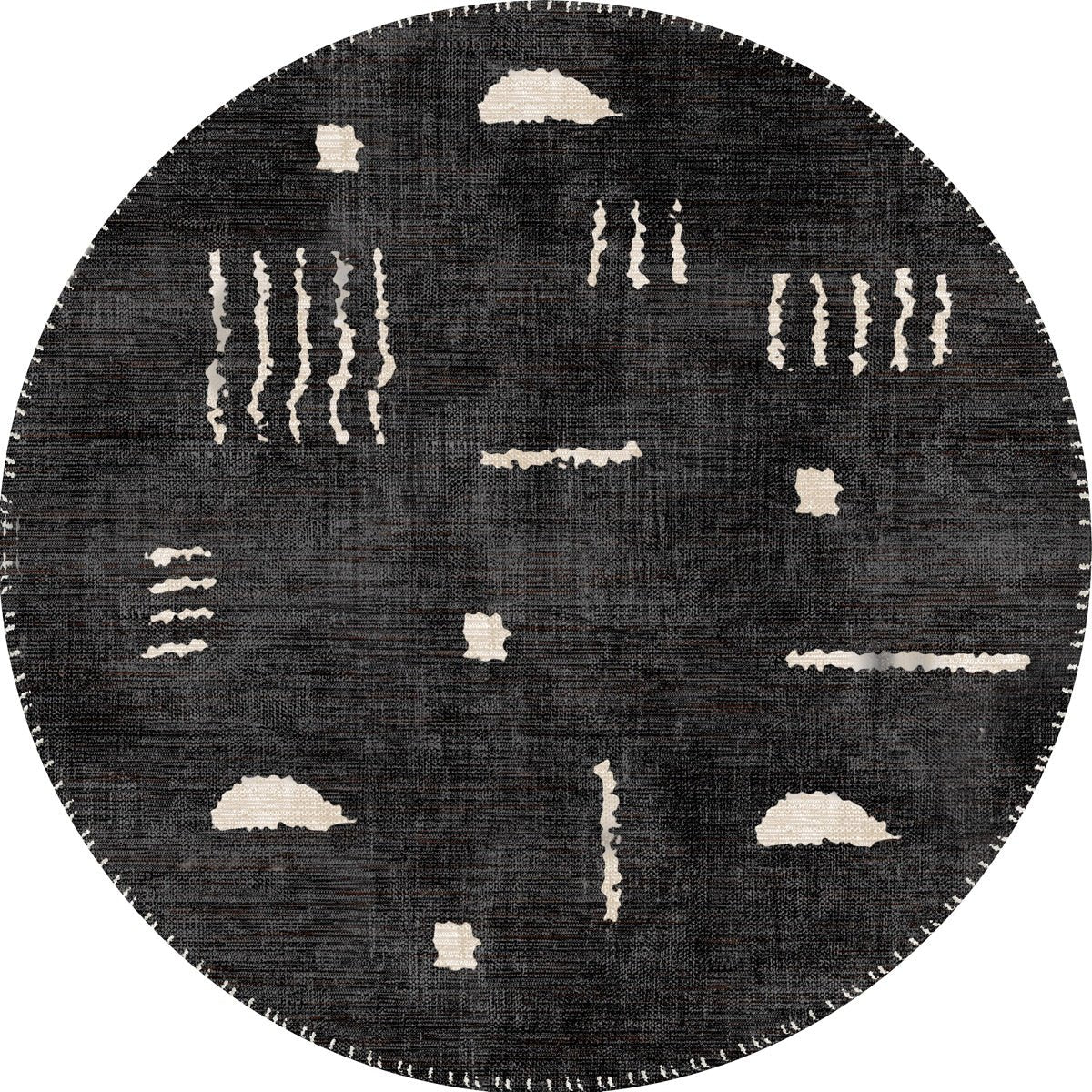 Tapis Jama Noir & Ivoire | Design Scandinave Moderne - Les Trouvailles de JustinerugsartiplantoMachine Washable5’ Round