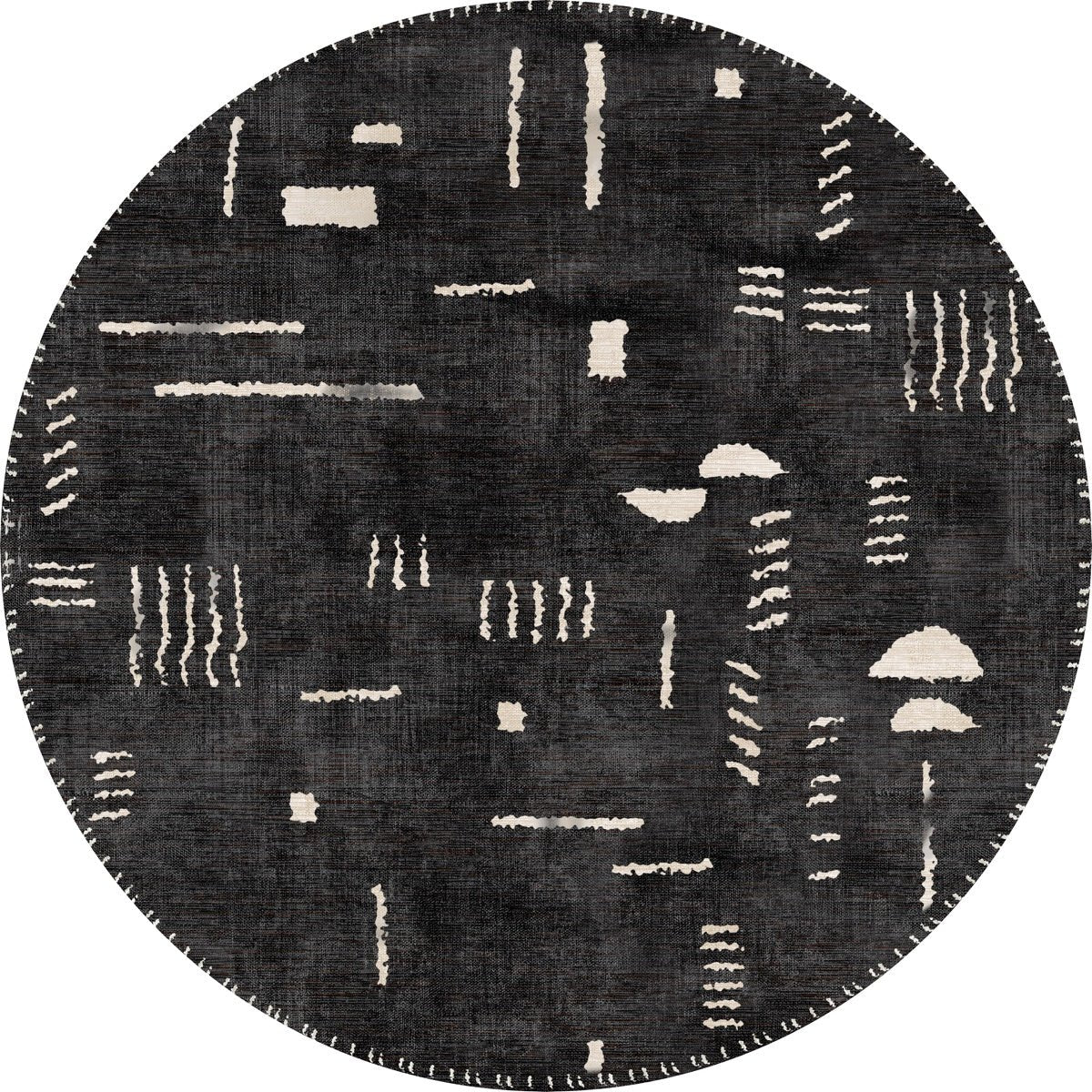 Tapis Jama Noir & Ivoire | Design Scandinave Moderne - Les Trouvailles de JustinerugsartiplantoMachine Washable8' Round