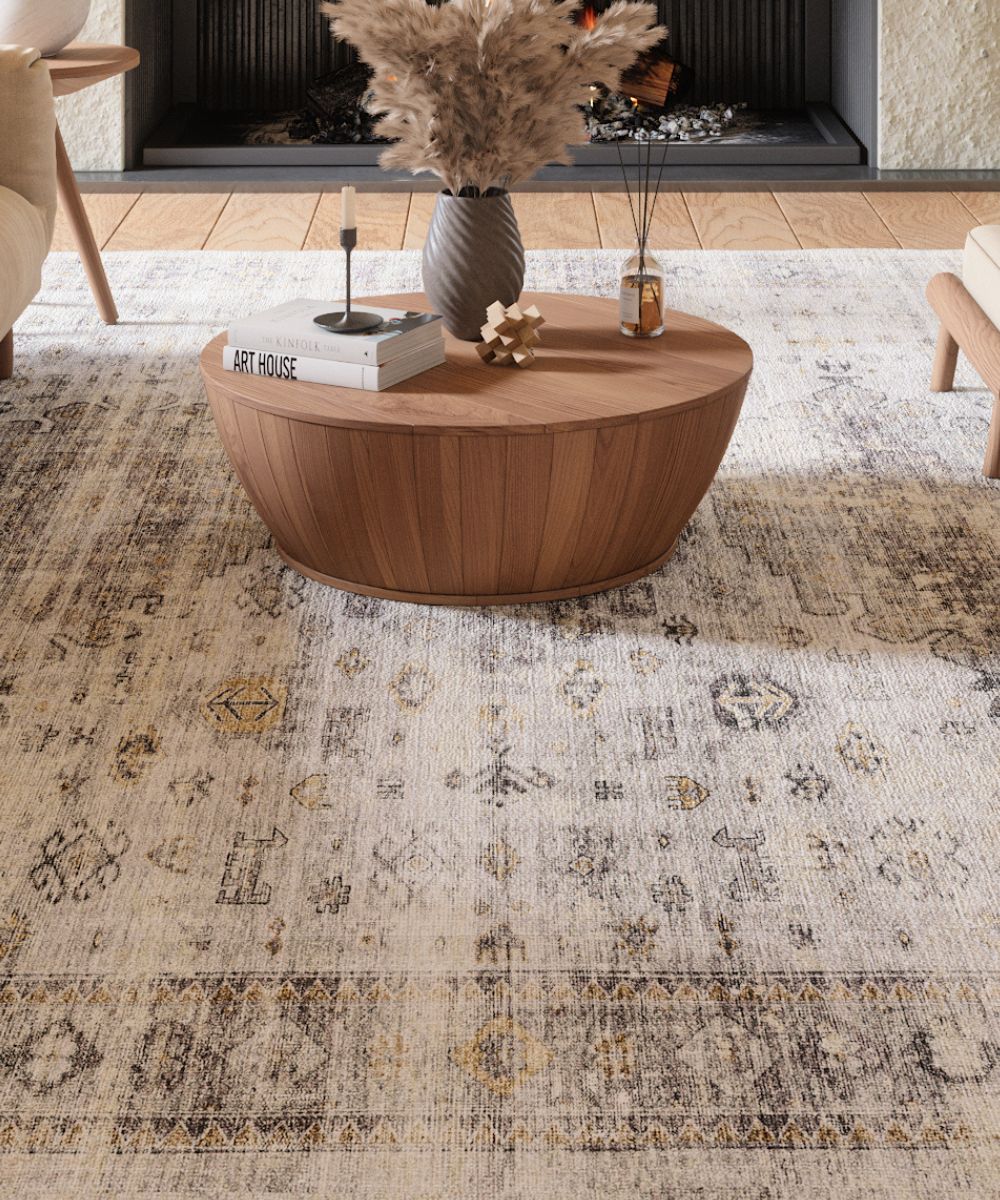 Tapis Kyra argent, gris et blanc | Motif d’inspiration persane - Les Trouvailles de JustinerugsartiplantoMachine Washable2.5’x16’