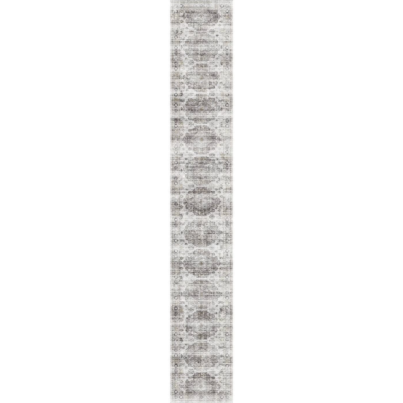 Tapis Kyra argent, gris et blanc | Motif d’inspiration persane - Les Trouvailles de JustinerugsartiplantoMachine Washable2.5’x16’