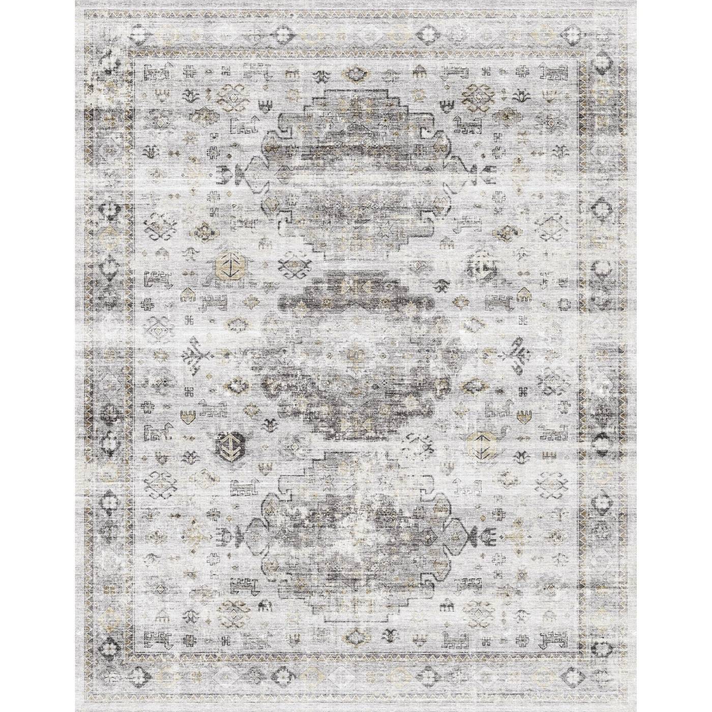 Tapis Kyra argent, gris et blanc | Motif d’inspiration persane - Les Trouvailles de JustinerugsartiplantoMachine Washable8'x10'