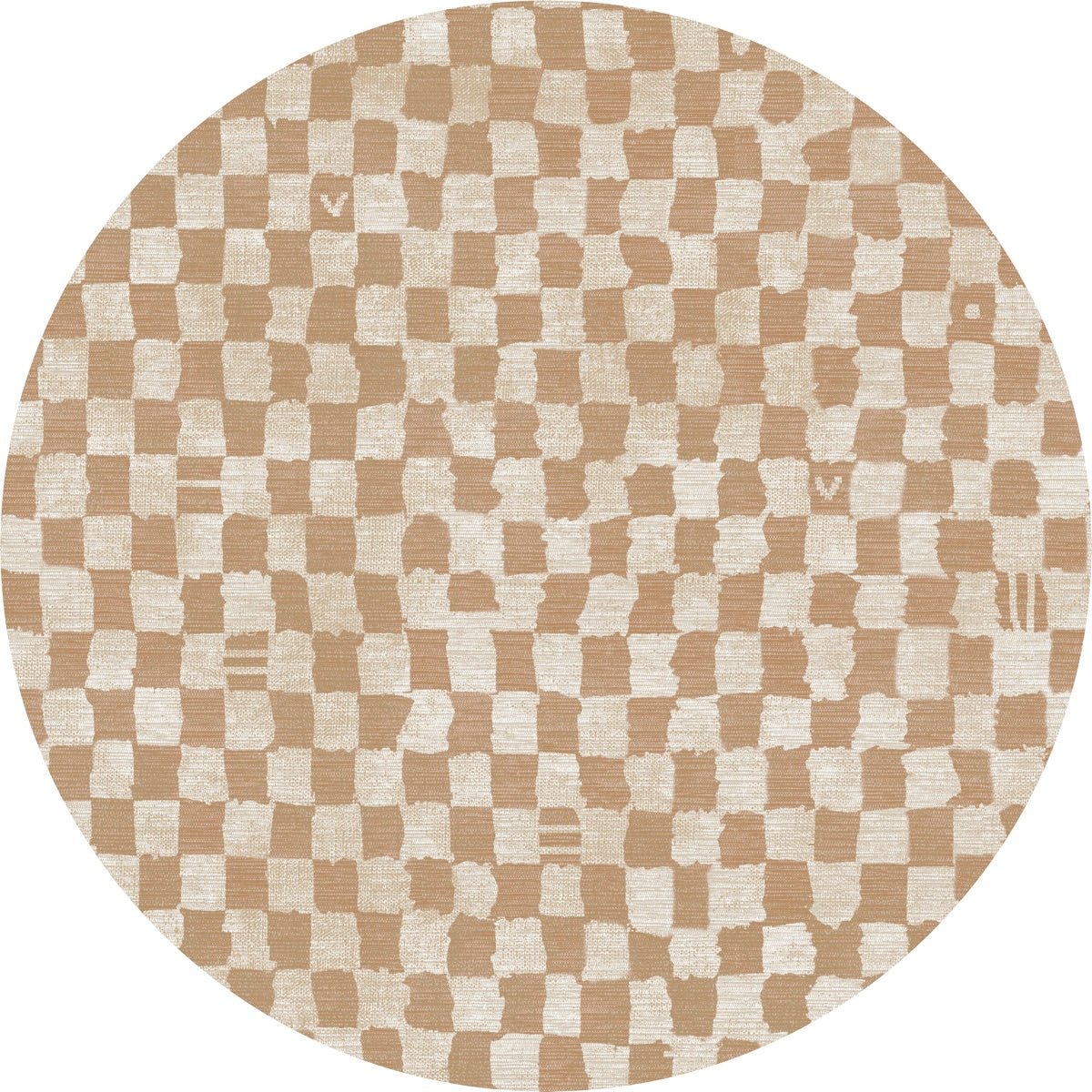 Tapis Metro à carreaux beige naturel & corail | Inspiration marocaine minimaliste - Les Trouvailles de JustinerugsartiplantoMachine Washable5’ Round