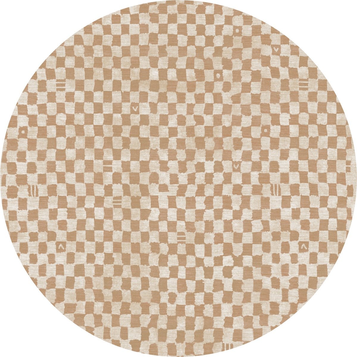 Tapis Metro à carreaux beige naturel & corail | Inspiration marocaine minimaliste - Les Trouvailles de JustinerugsartiplantoMachine Washable8' Round