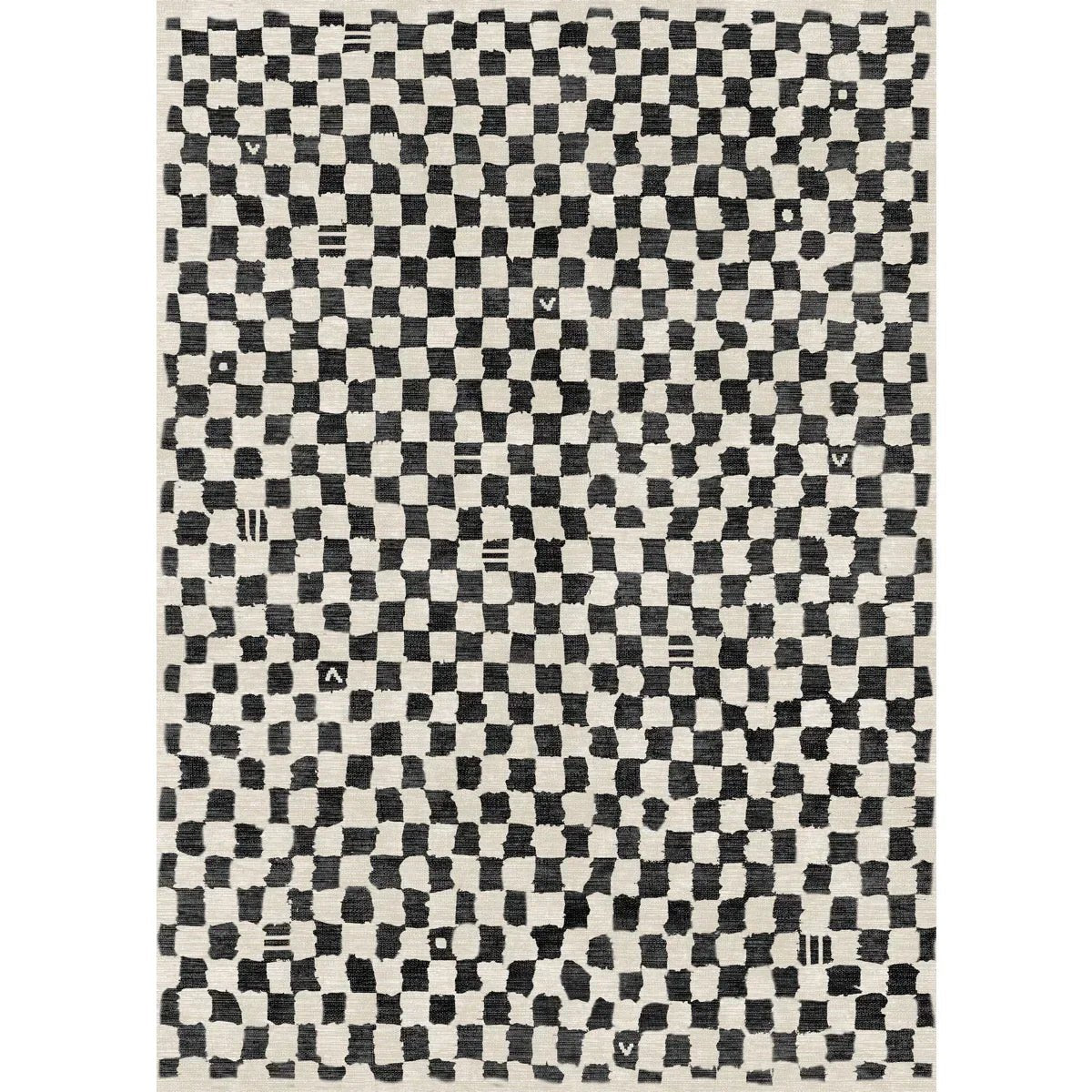 Tapis Metro – Carreaux Noir & Blanc - Les Trouvailles de JustinerugsartiplantoMachine Washable2.5'x7'
