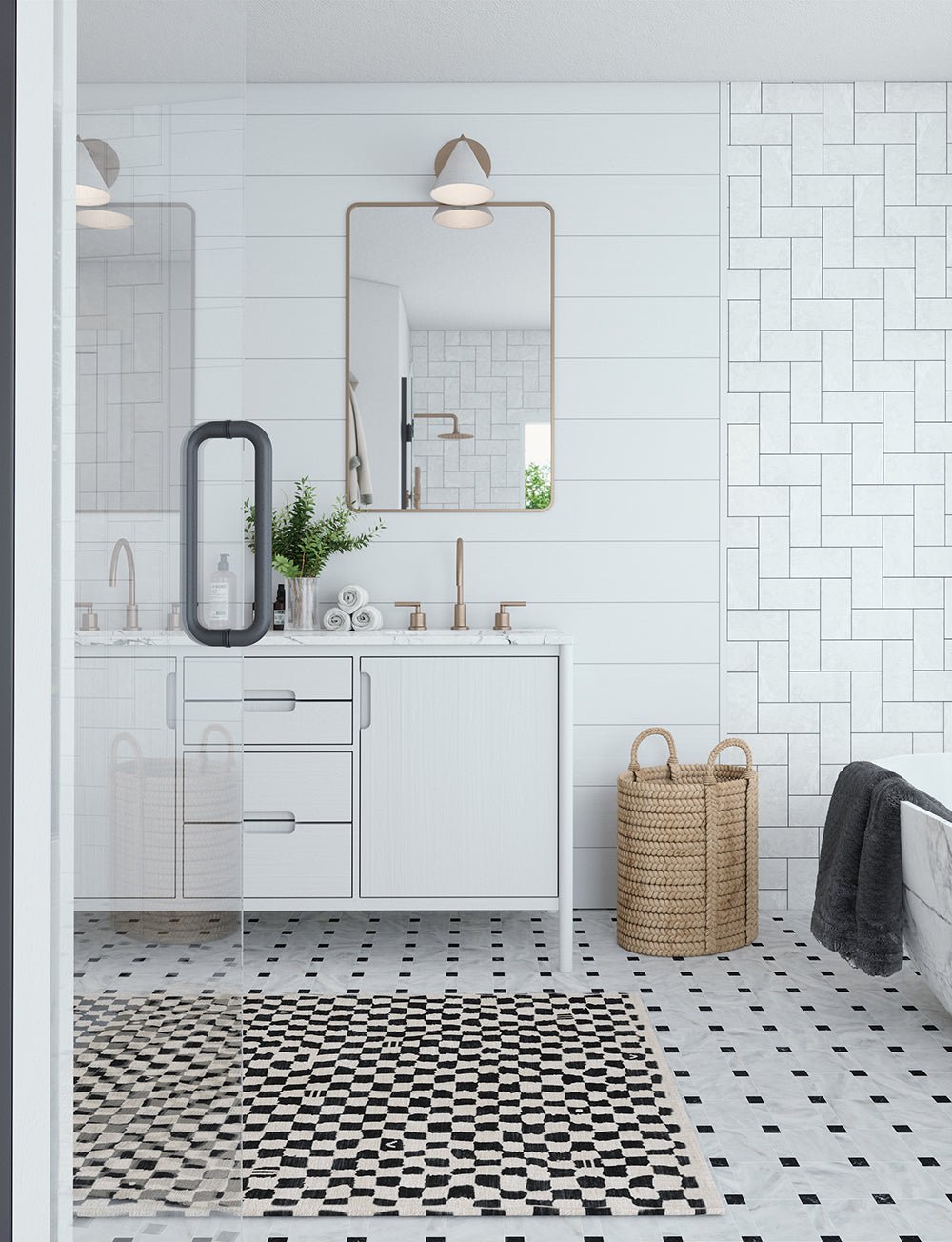 Tapis Metro – Carreaux Noir & Blanc - Les Trouvailles de JustinerugsartiplantoMachine Washable3’x5’