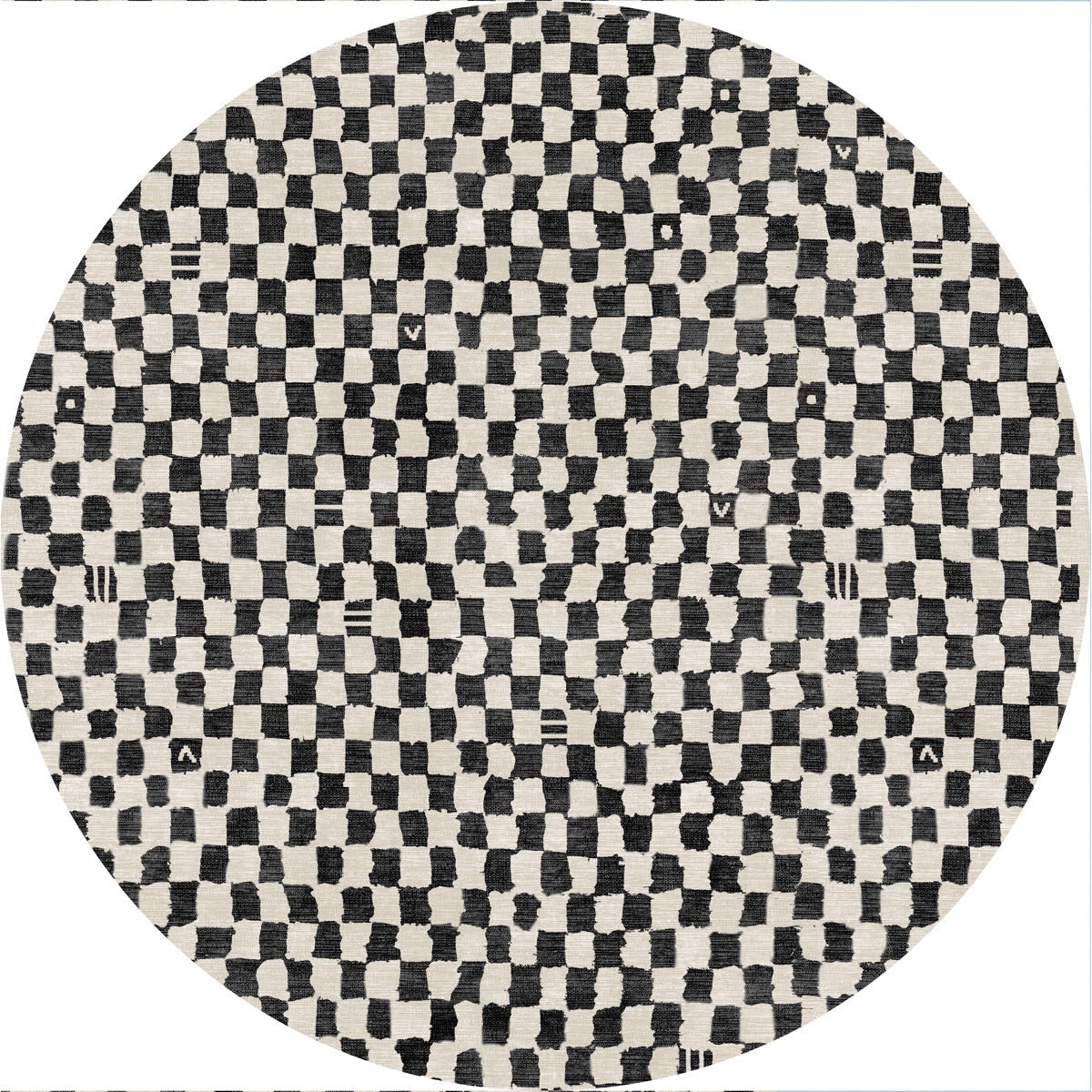 Tapis Metro – Carreaux Noir & Blanc - Les Trouvailles de JustinerugsartiplantoMachine Washable8' Round