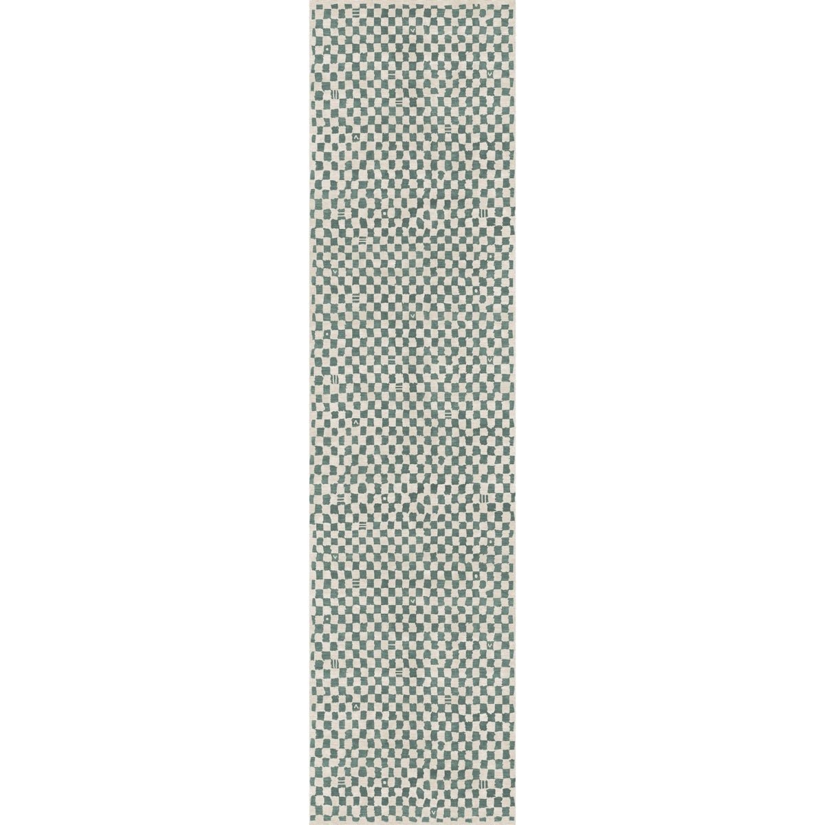 Tapis Metro Vert Ardoise & Blanc | Motif Marocain à Carreaux - Les Trouvailles de JustinerugsartiplantoMachine Washable2.5’x10’