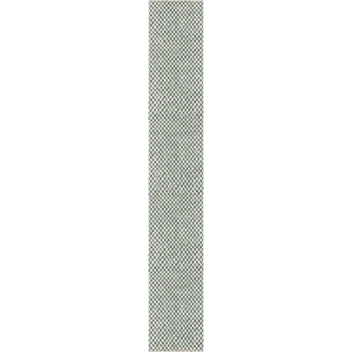 Tapis Metro Vert Ardoise & Blanc | Motif Marocain à Carreaux - Les Trouvailles de JustinerugsartiplantoMachine Washable2.5’x16’