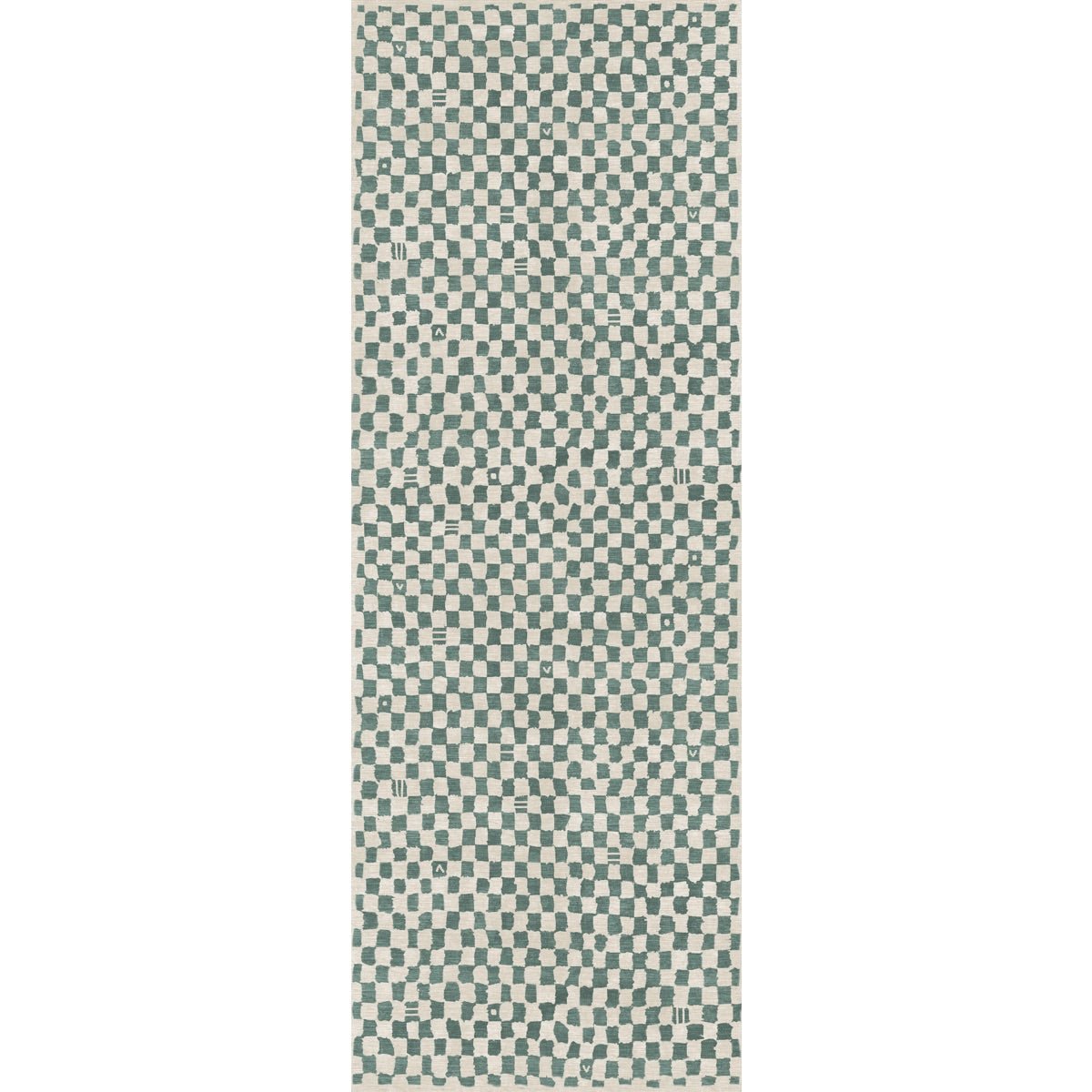Tapis Metro Vert Ardoise & Blanc | Motif Marocain à Carreaux - Les Trouvailles de JustinerugsartiplantoMachine Washable2.5'x7'