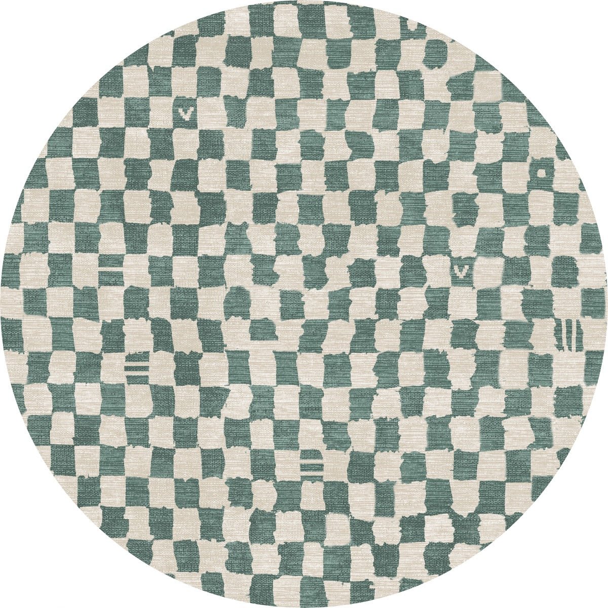 Tapis Metro Vert Ardoise & Blanc | Motif Marocain à Carreaux - Les Trouvailles de JustinerugsartiplantoMachine Washable5’ Round