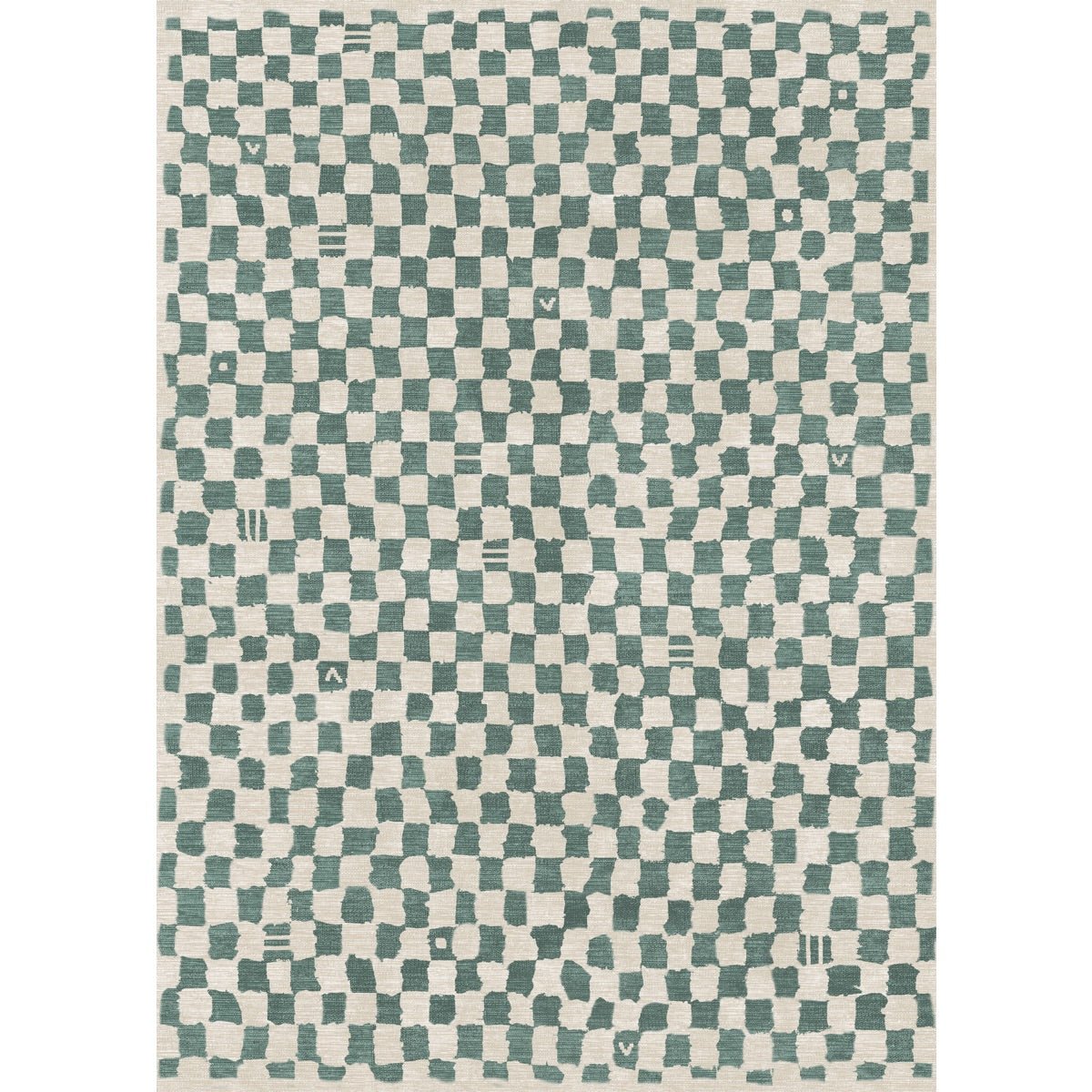 Tapis Metro Vert Ardoise & Blanc | Motif Marocain à Carreaux - Les Trouvailles de JustinerugsartiplantoMachine Washable5'x7'