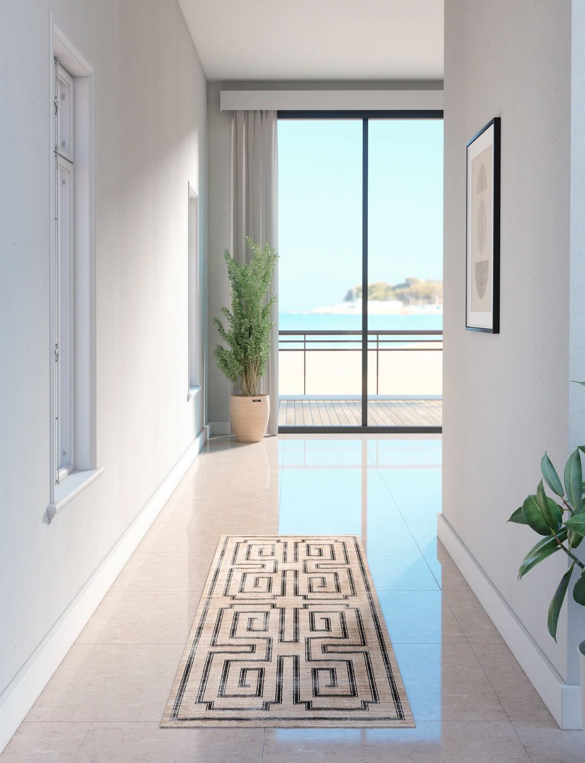 Tapis Noa – Naturel Noir - Les Trouvailles de JustinerugsartiplantoMachine Washable2.5'x7'