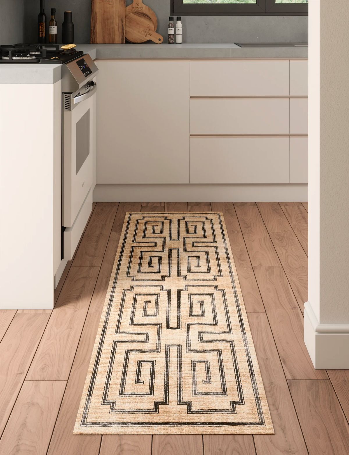 Tapis Noa – Naturel Noir - Les Trouvailles de JustinerugsartiplantoMachine Washable2.5'x7'
