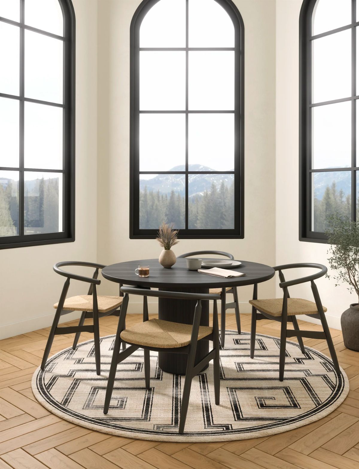 Tapis Noa – Naturel Noir - Les Trouvailles de JustinerugsartiplantoMachine Washable5’ Round
