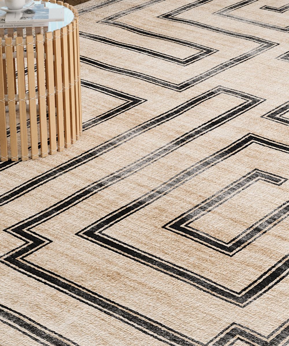 Tapis Noa – Naturel Noir - Les Trouvailles de JustinerugsartiplantoMachine Washable6'x9'