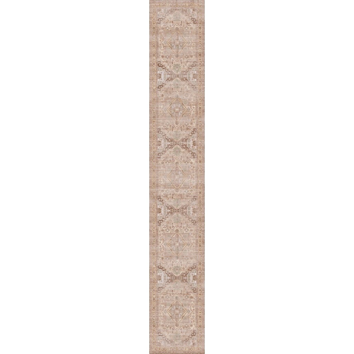 Tapis Ozana Naturel | Motif Persan Beige, Jaune & Vert Menthe - Les Trouvailles de JustinerugsartiplantoMachine Washable2.5’x16’