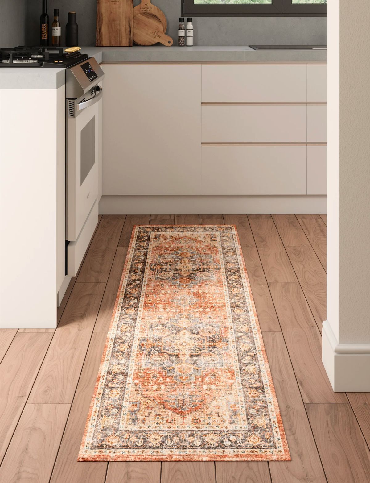 Tapis Riverra – Terracotta Noir - Les Trouvailles de JustinerugsartiplantoMachine Washable2.5'x7'