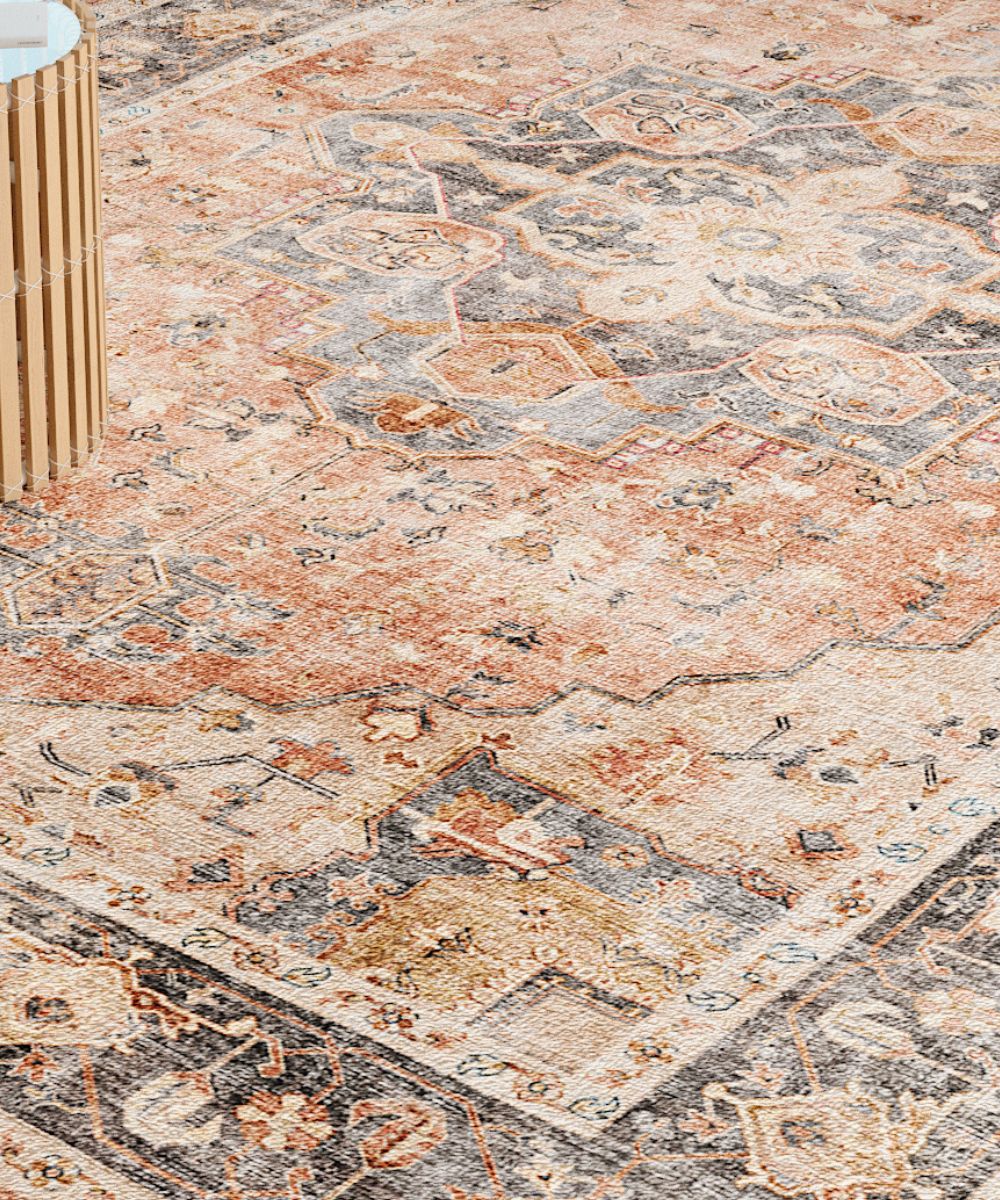 Tapis Riverra – Terracotta Noir - Les Trouvailles de JustinerugsartiplantoMachine Washable5'x7'