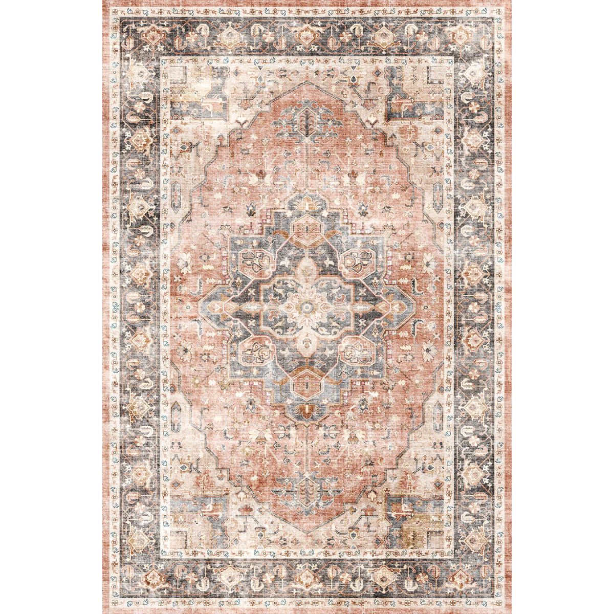 Tapis Riverra – Terracotta Noir - Les Trouvailles de JustinerugsartiplantoMachine Washable6'x9'