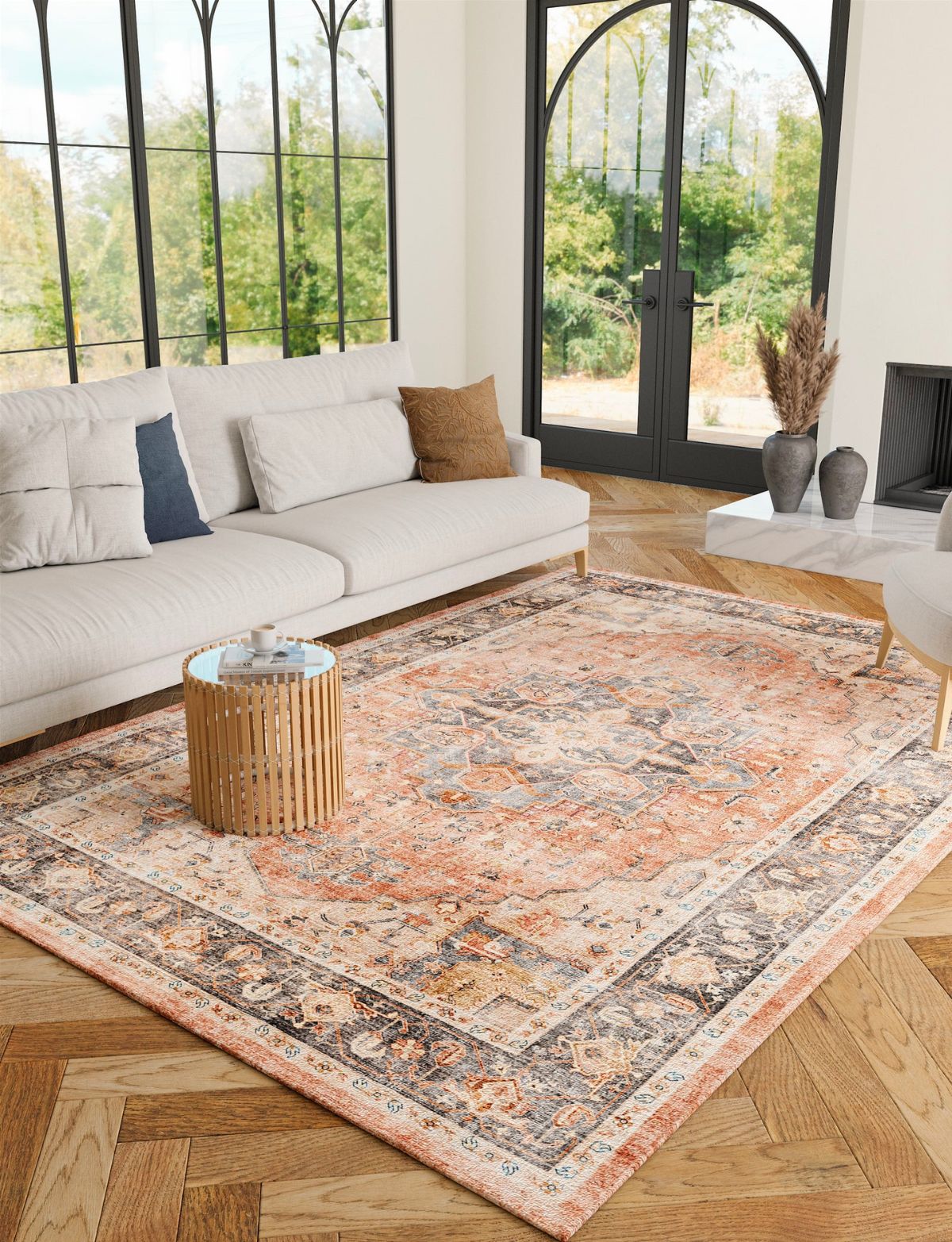 Tapis Riverra – Terracotta Noir - Les Trouvailles de JustinerugsartiplantoMachine Washable6'x9'