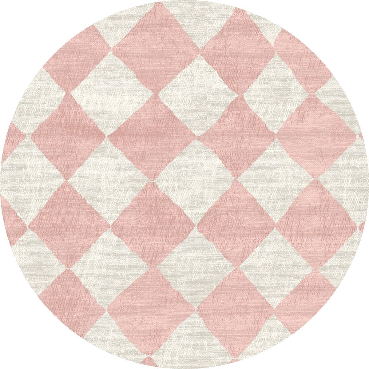 Tapis Trestres à Carreaux Malibu | Rose & Ivoire | Style Marocain Minimaliste - Les Trouvailles de JustinerugsartiplantoMachine Washable5’ Round