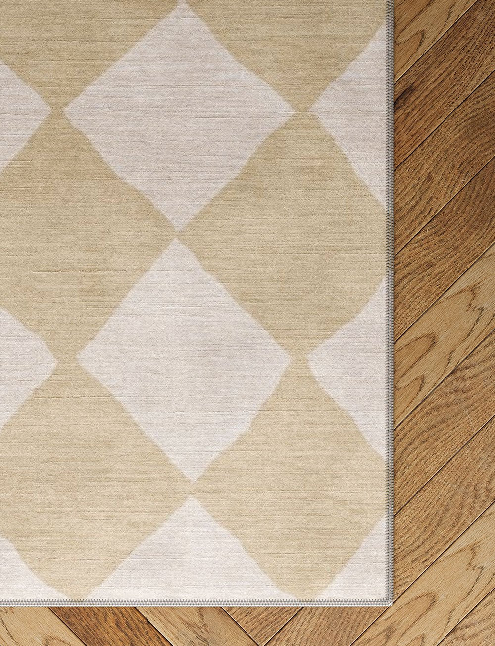 Tapis Trestres Naturel & Ivoire | Motif Marocain à Carreaux - Les Trouvailles de JustinerugsartiplantoMachine Washable2.5'x7'