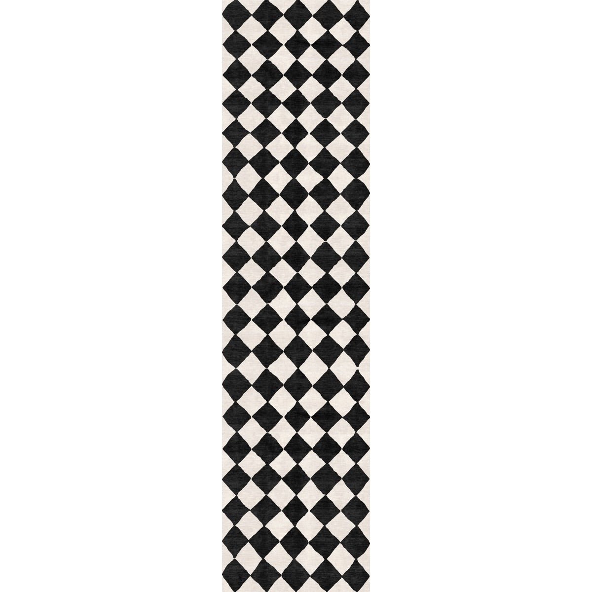 Tapis Trestres Noir & Ivoire | Motif Marocain à Carreaux - Les Trouvailles de JustinerugsartiplantoMachine Washable2.5’x10’