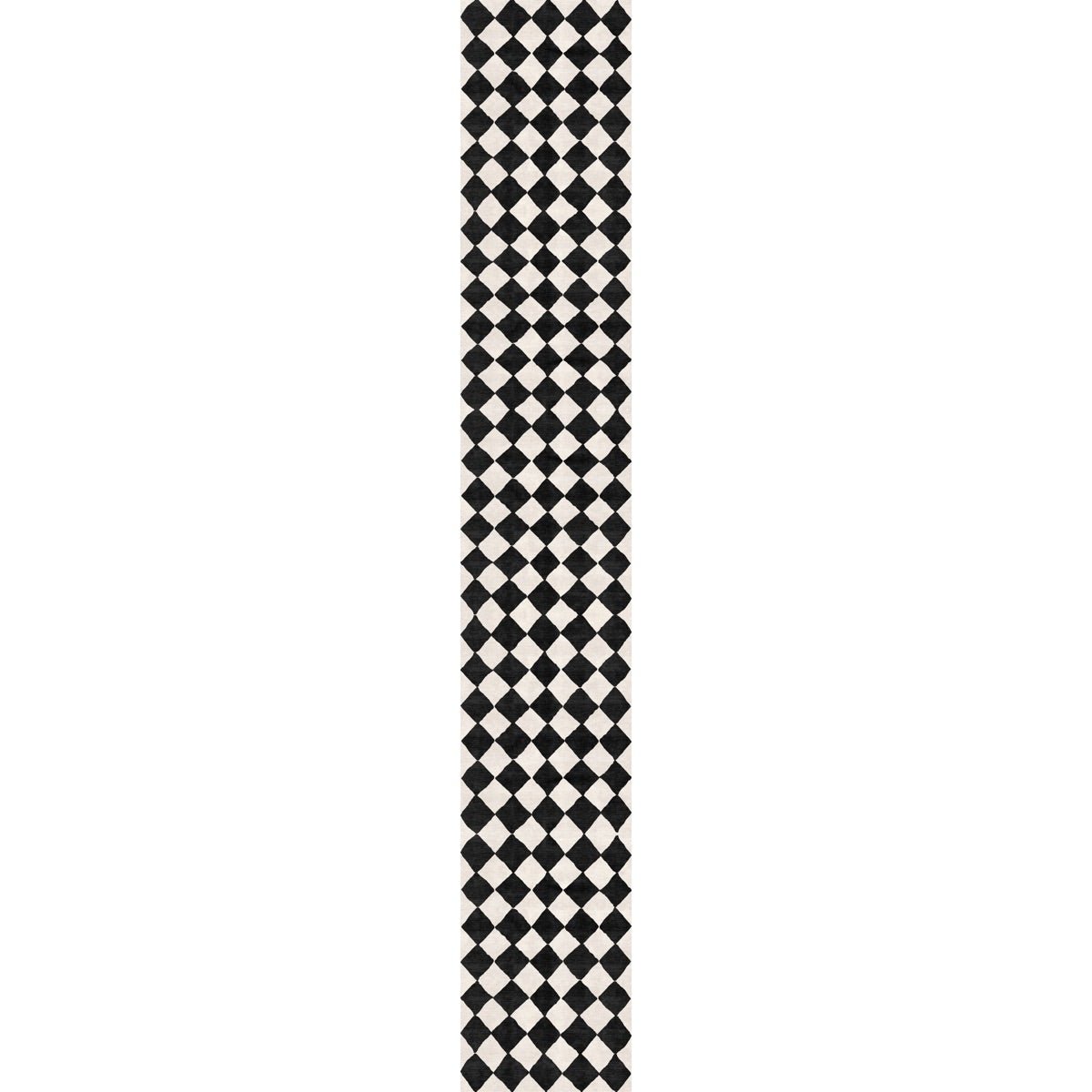 Tapis Trestres Noir & Ivoire | Motif Marocain à Carreaux - Les Trouvailles de JustinerugsartiplantoMachine Washable2.5’x16’