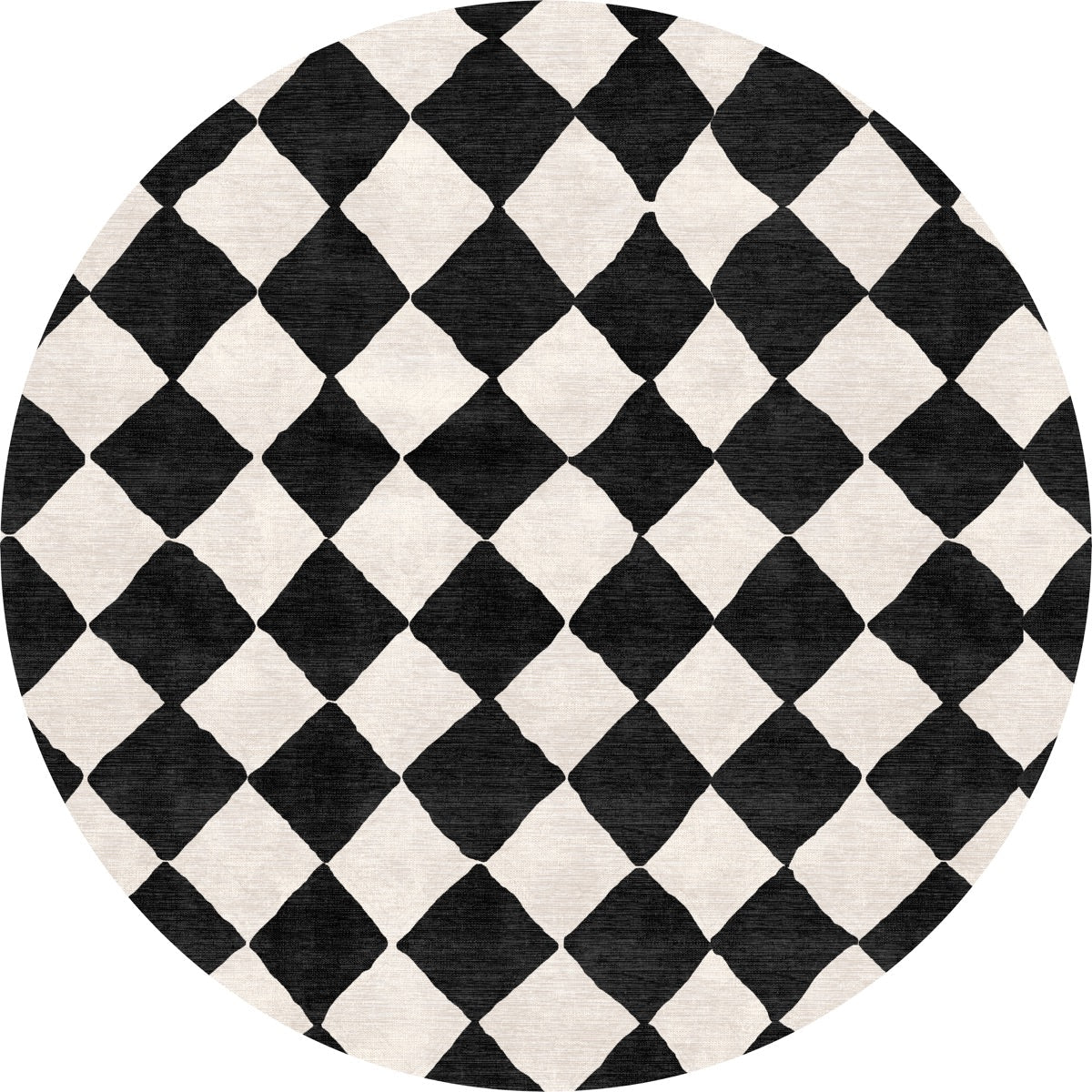 Tapis Trestres Noir & Ivoire | Motif Marocain à Carreaux - Les Trouvailles de JustinerugsartiplantoMachine Washable8' Round
