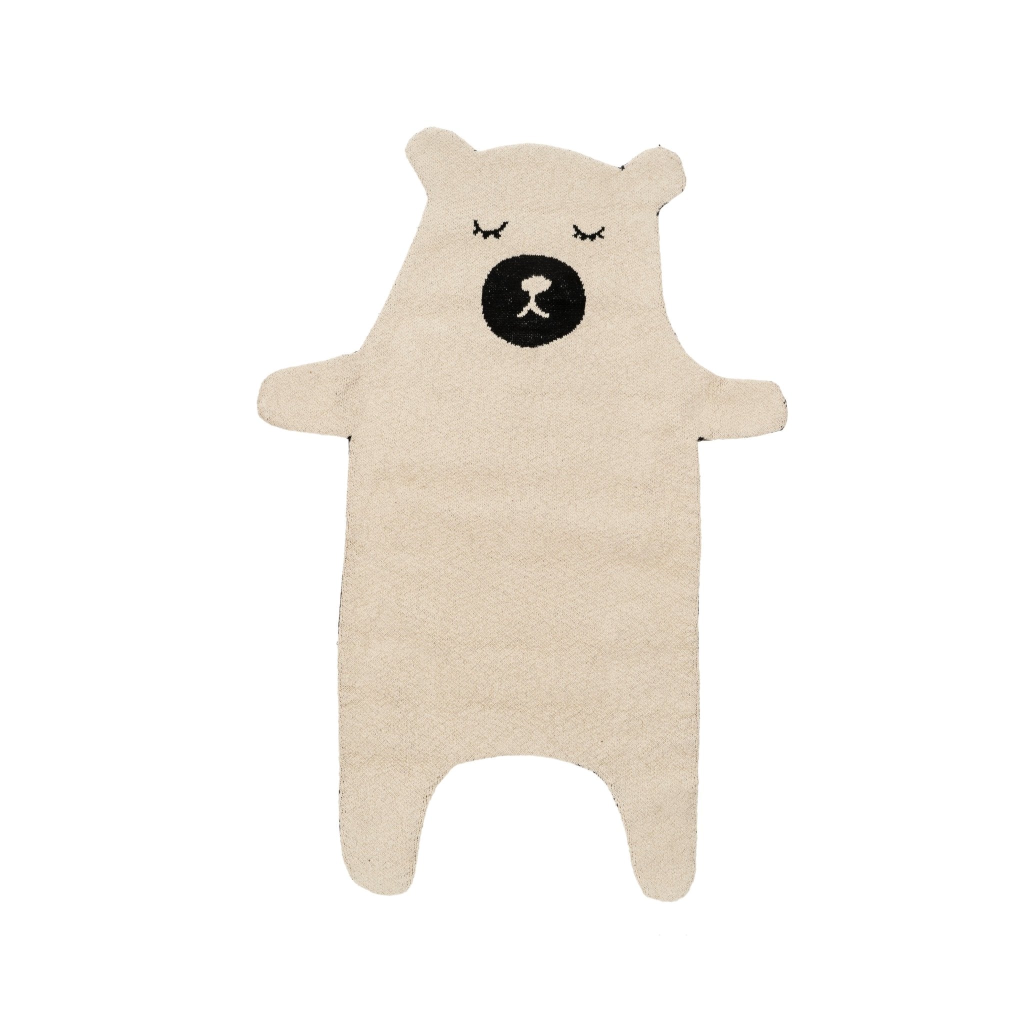 Tapis Tricoté Artisanal Ours Endormi | Décor Élégant pour Chambre d’Enfant - Les Trouvailles de JustineIndaba Home