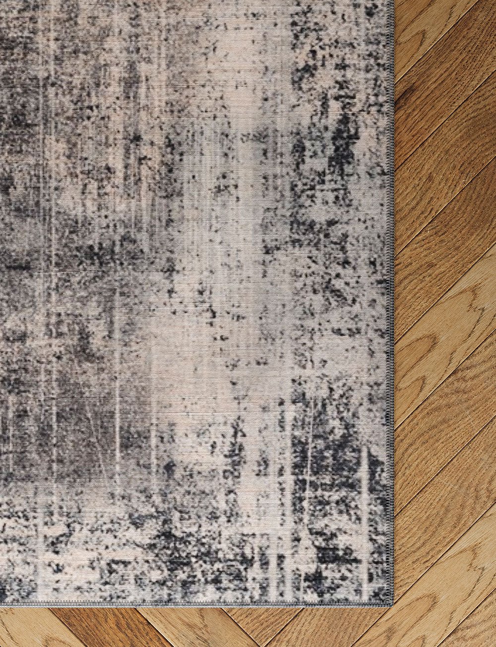 Tapis Willow Gris Foncé & Blanc | Motif Abstrait - Les Trouvailles de JustinerugsartiplantoMachine Washable3’x5’