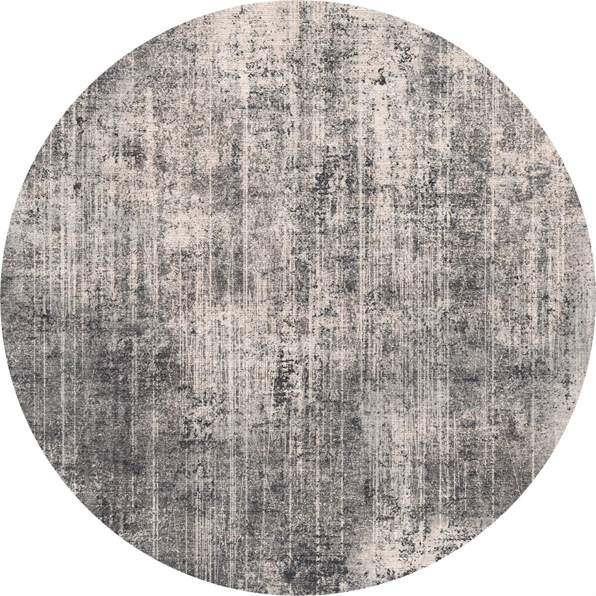 Tapis Willow Gris Foncé & Blanc | Motif Abstrait - Les Trouvailles de JustinerugsartiplantoMachine Washable5’ Round