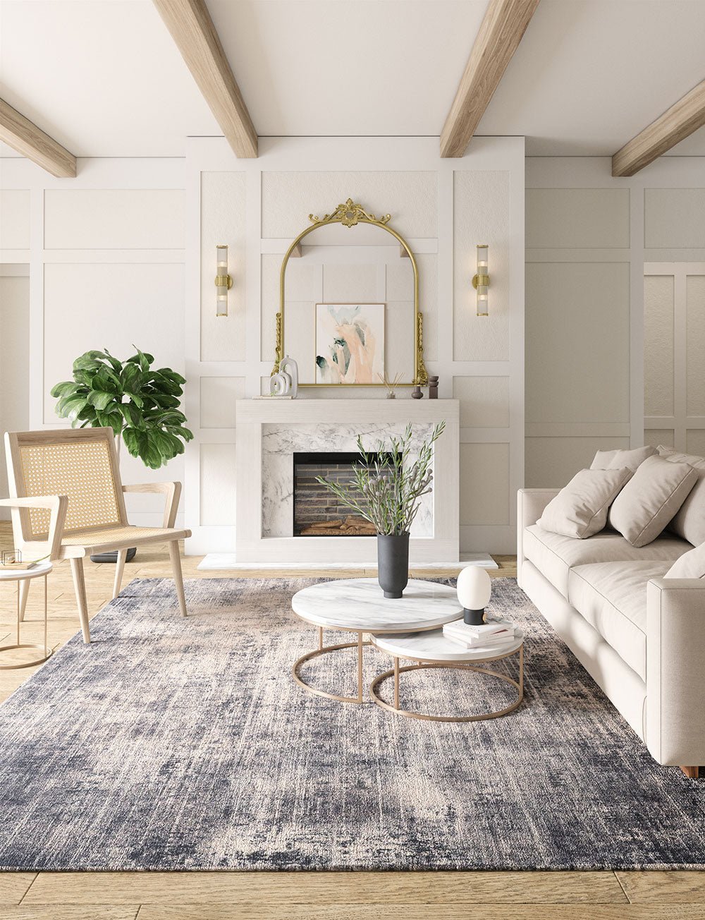 Tapis Willow Gris Foncé & Blanc | Motif Abstrait - Les Trouvailles de JustinerugsartiplantoMachine Washable8'x10'