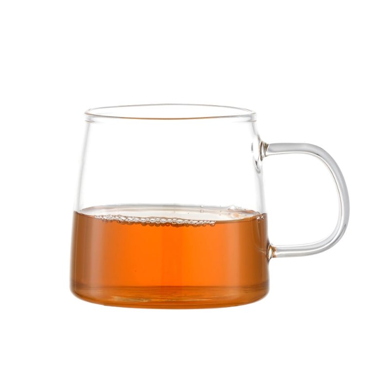 Tasse à thé IKIDO en verre borosilicate transparent de 200 mL, idéale pour le thé, les tisanes et les boissons chaudes.