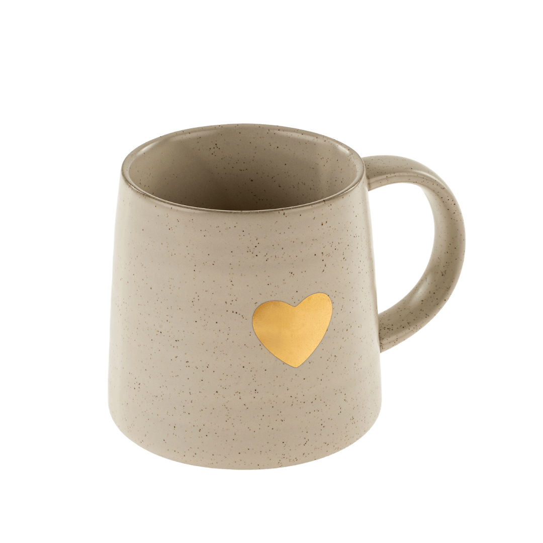 Tasse Gold Heart Crème | Grand Format | Détail Doré - Les Trouvailles de JustineIndaba Home