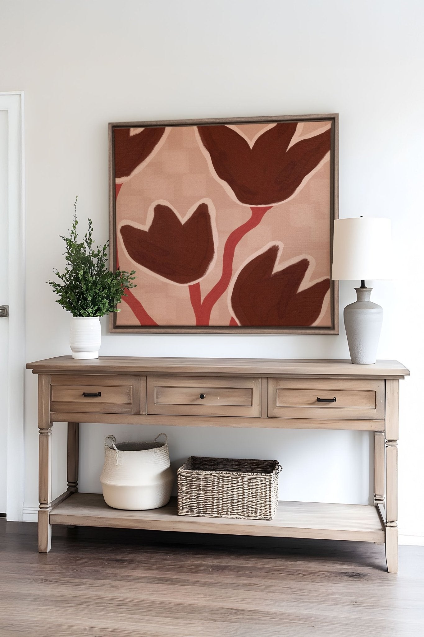 TERRE EN FLEURS, Oeuvre sur toile étirée - Les Trouvailles de JustinecanvasOleka Canvas18x18Bois Oak