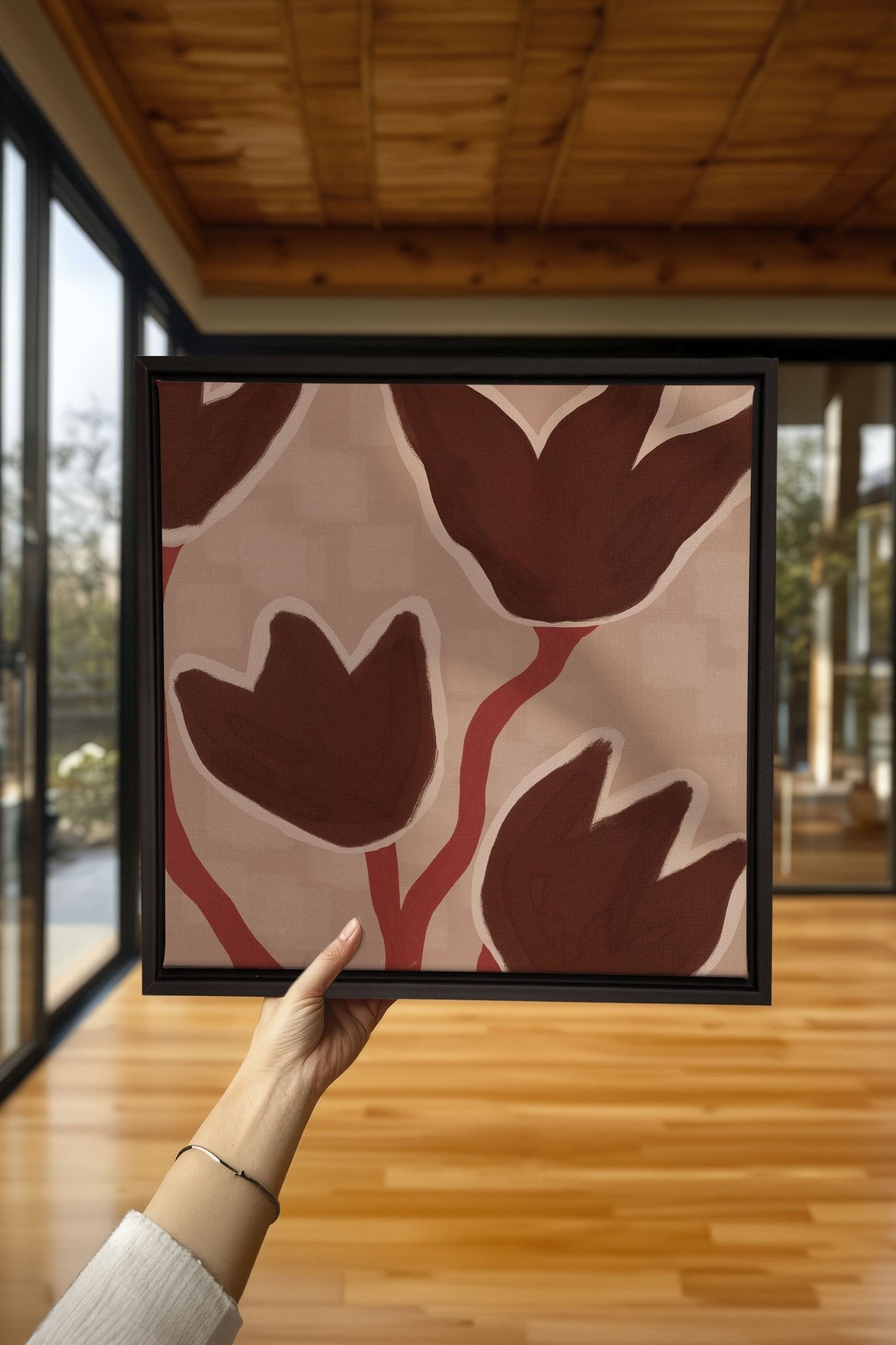 TERRE EN FLEURS, Oeuvre sur toile étirée - Les Trouvailles de JustinecanvasOleka Canvas18x18Noir