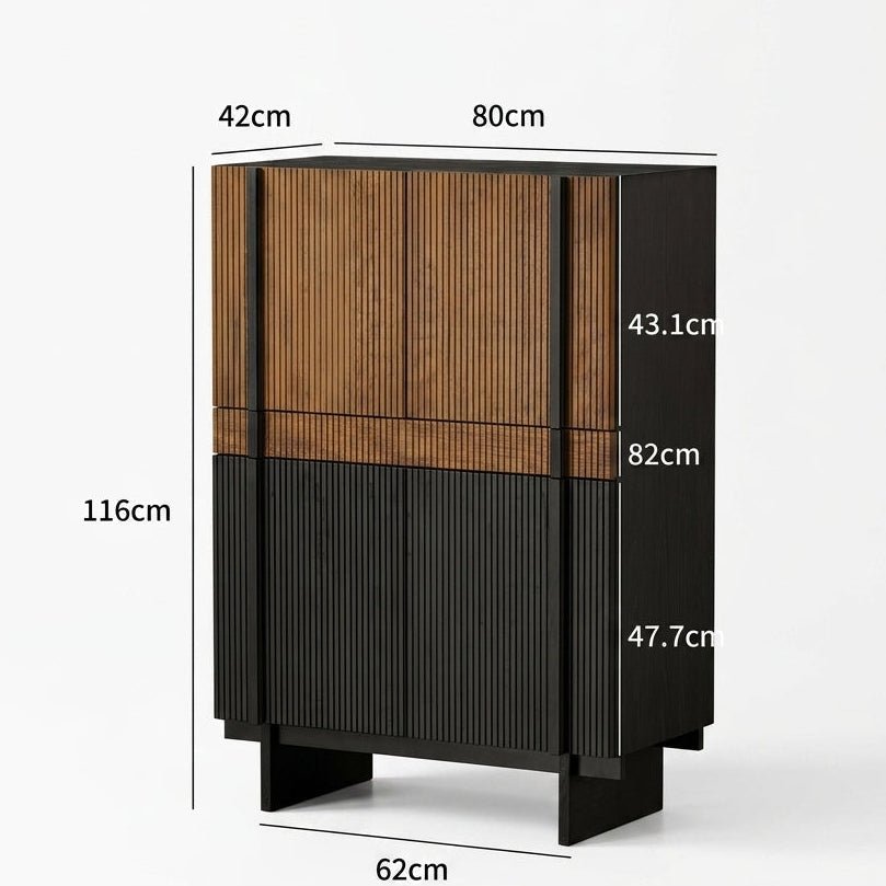 Buffet Girona en noyer et noir mat | Design contemporain texturé