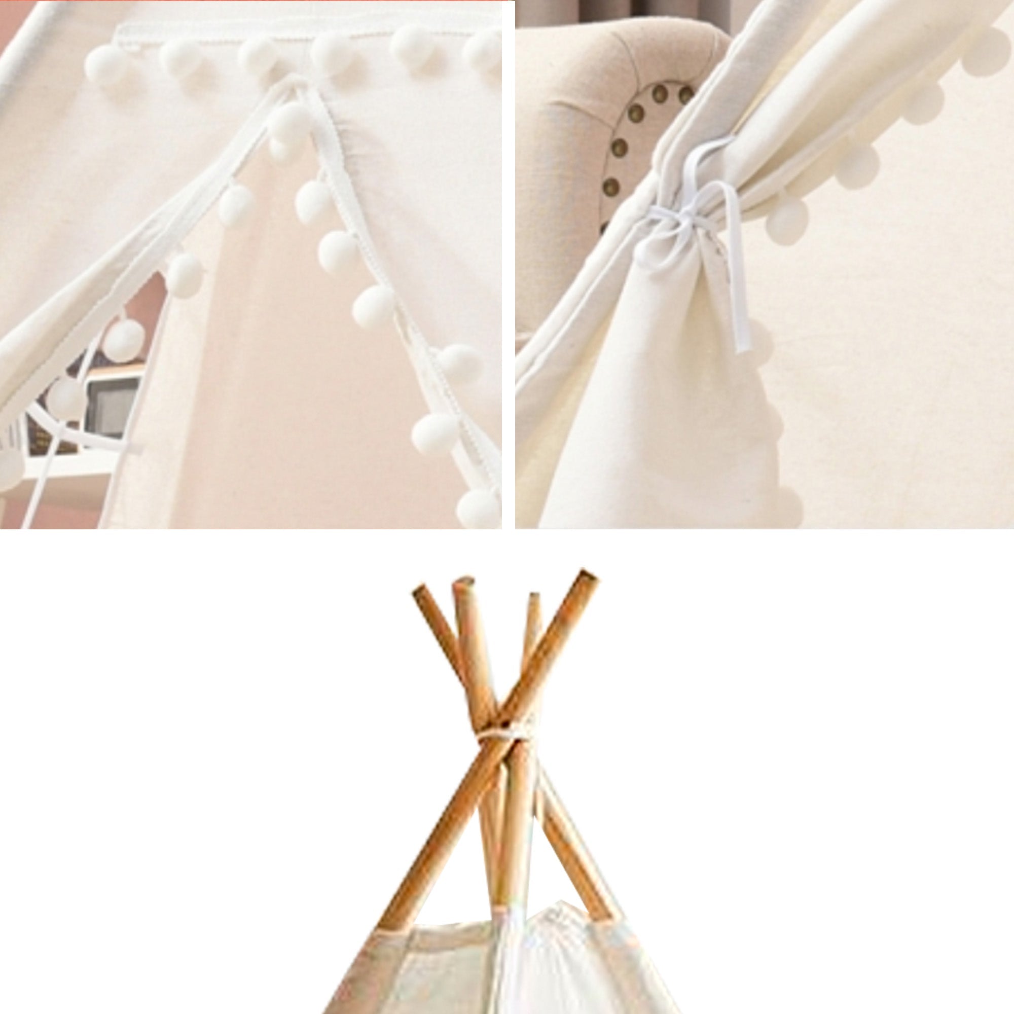 Tipi pour enfants pliable avec lumières | Greenwalnut | Coton - Les Trouvailles de JustineNursery DecorGreen Walnut Inc.