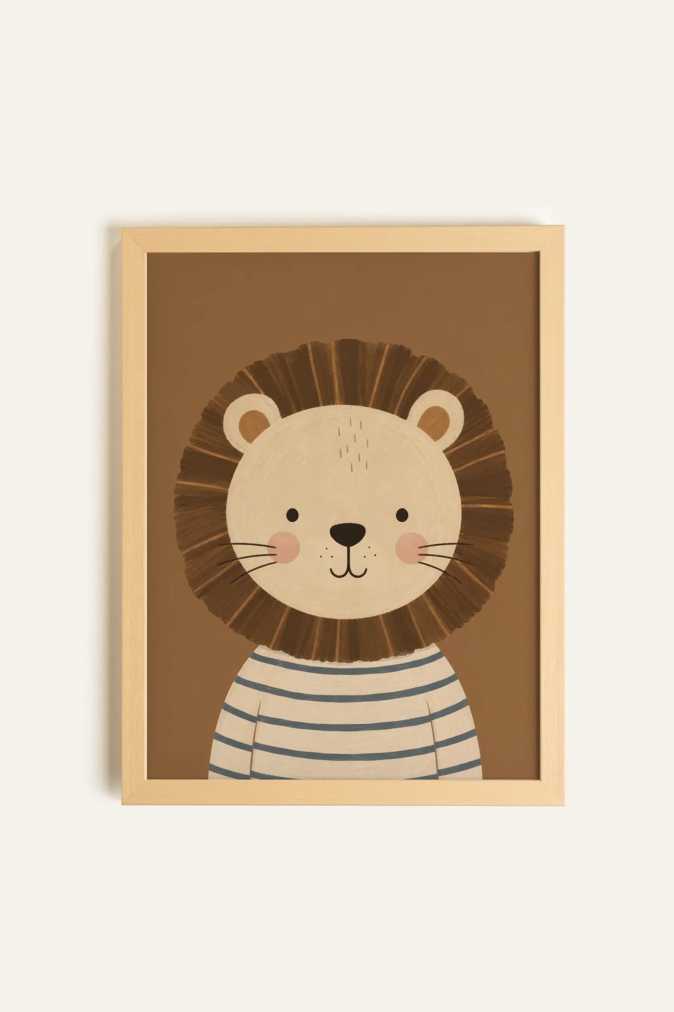 Toile encadrée Leo the Lion avec illustration de lion et tons naturels par Oleka Canvas