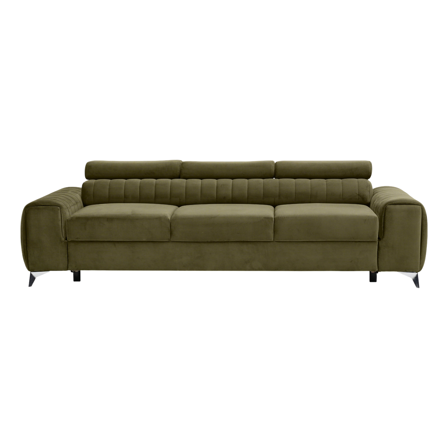 Canapé 3 places convertible Laurence en velours| Olive Green