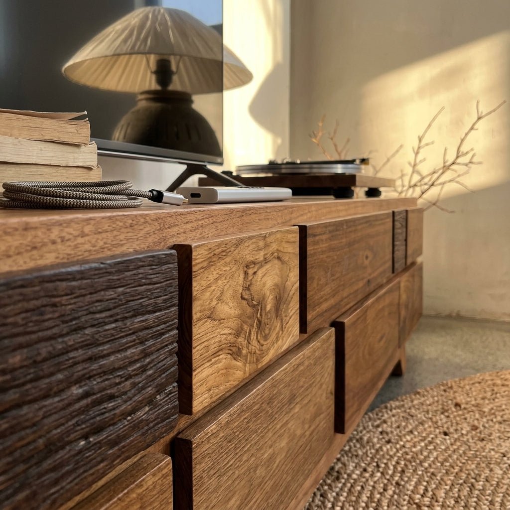 Meuble TV Uzès | Bois ancien recyclé | Fabrication artisanale