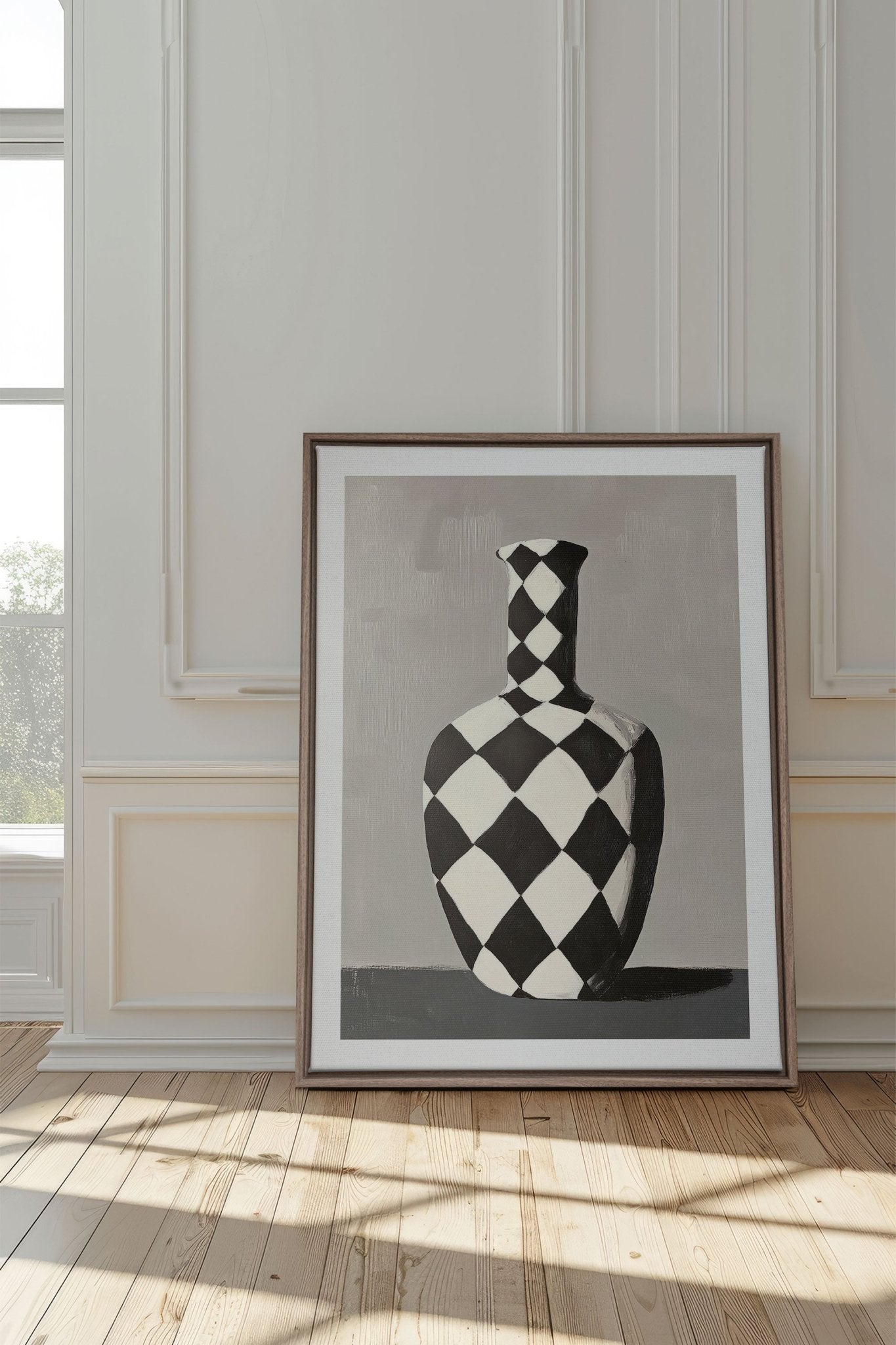 VASE EN DAMIER, Oeuvre sur toile étirée - Les Trouvailles de JustinecanvasOleka Canvas12x16Bois Oak