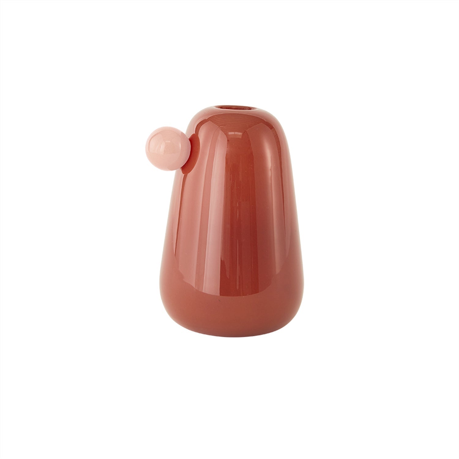 Petit vase Inka en verre soufflé couleur Nutmeg avec poignées rondes décoratives par OYOY Living Design