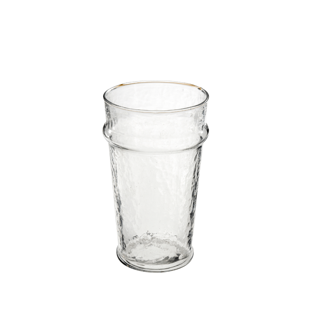 Gobelet en verre soufflé à la bouche, format 6,25 po, transparent, bord épaissi