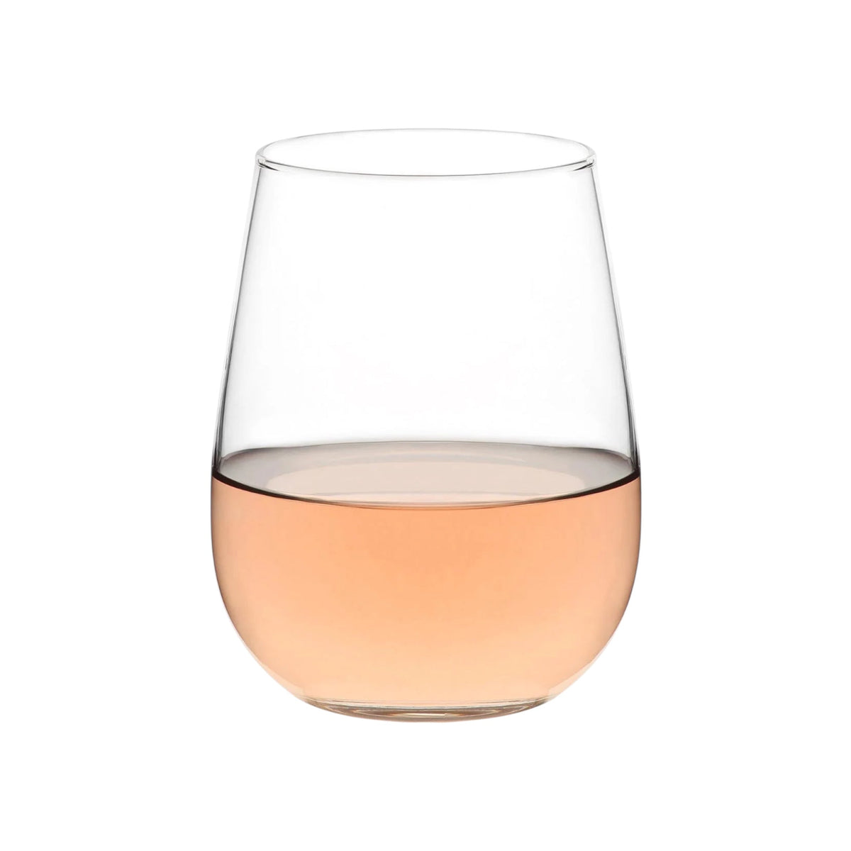 Verre à vin sans pied LAV GAIA transparent rempli de vin rosé